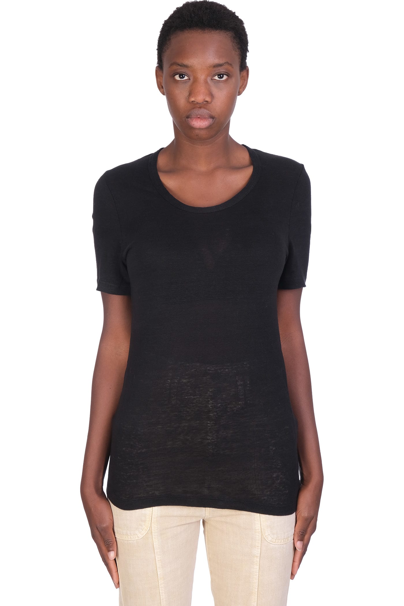 Isabel Marant Étoile Kiliann T-shirt In Black Linen