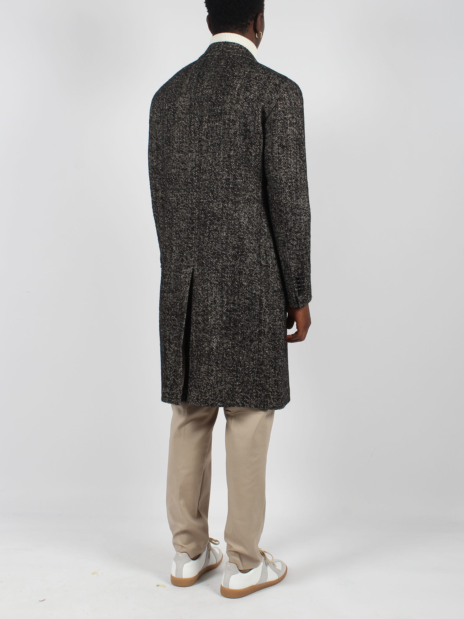 Shop Tagliatore Tweed Coat In Black