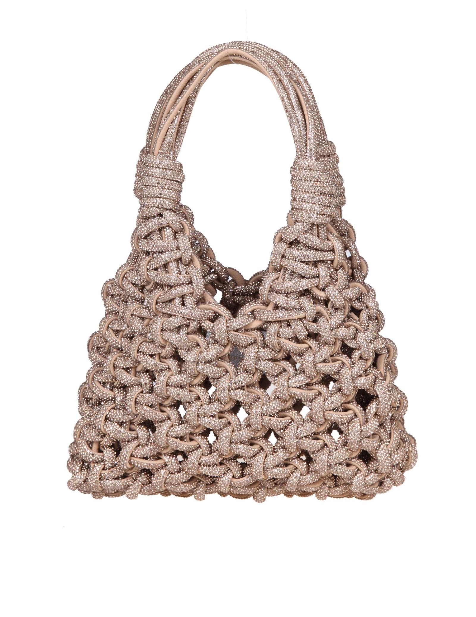 Shop Hibourama Jewel Bag With Weaving And Applied Crystals In Topaz
