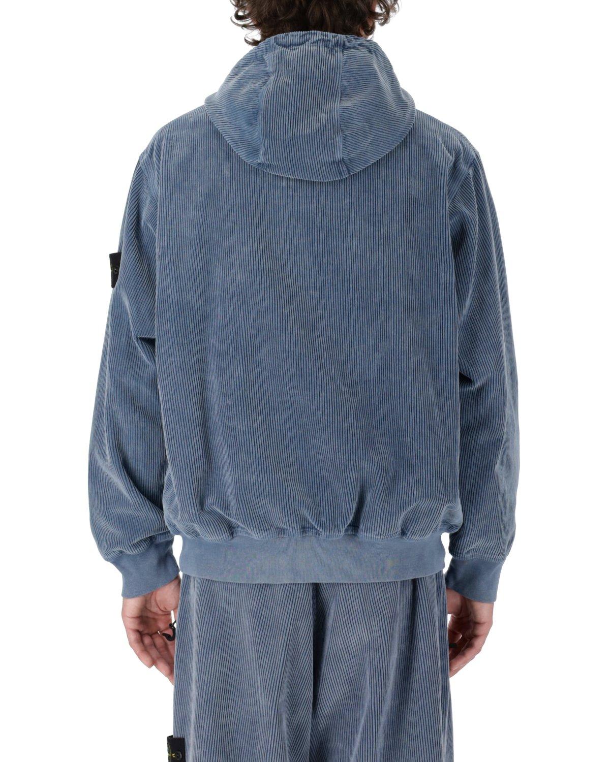 Shop Stone Island Loose Fit Hooded Overshirt In Mid Blue