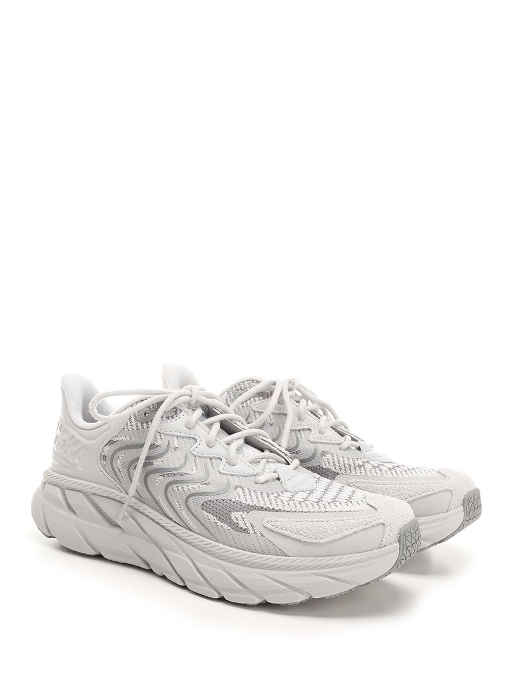 Shop Hoka Light Grey Clifton 9 Sneakers