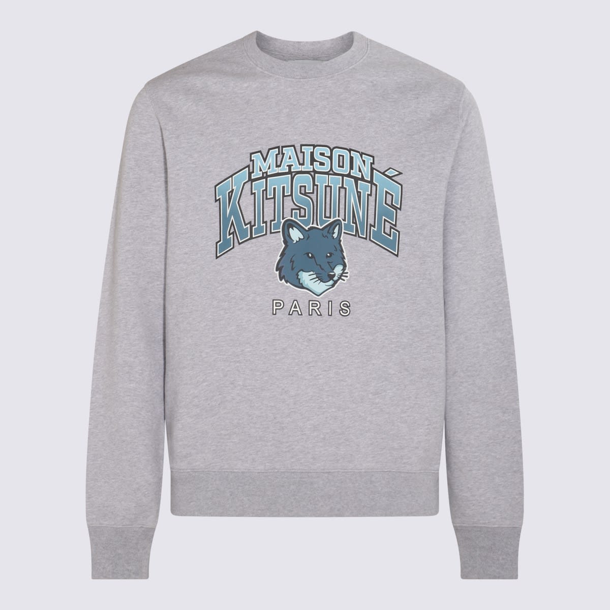 Shop Maison Kitsuné Light Grey Cotton Campus Fox Sweatshirt