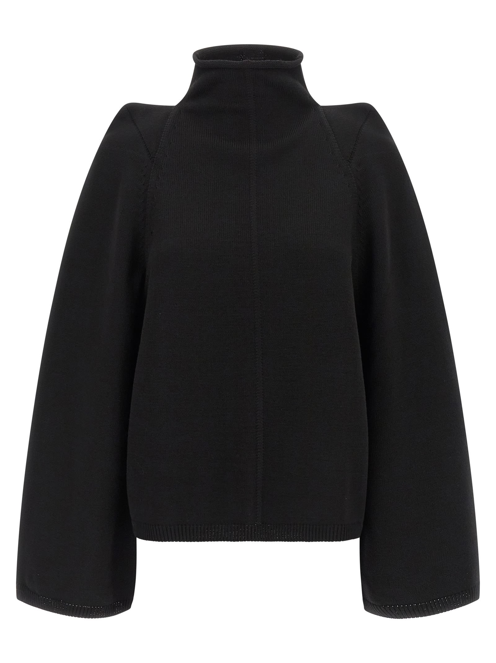 Rick Owens High Neck Long Sleeve Knit Sweater In Black