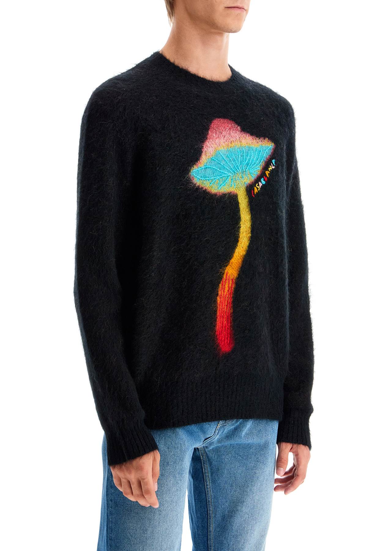 Shop Casablanca Rainbow Mushroom Sweater In Black / Multi (black)