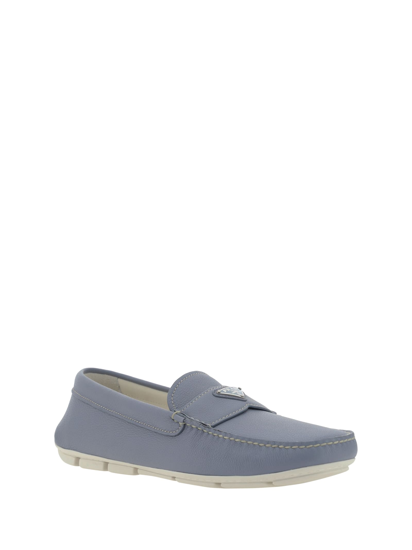 Shop Prada Drive Loafers In Astrale