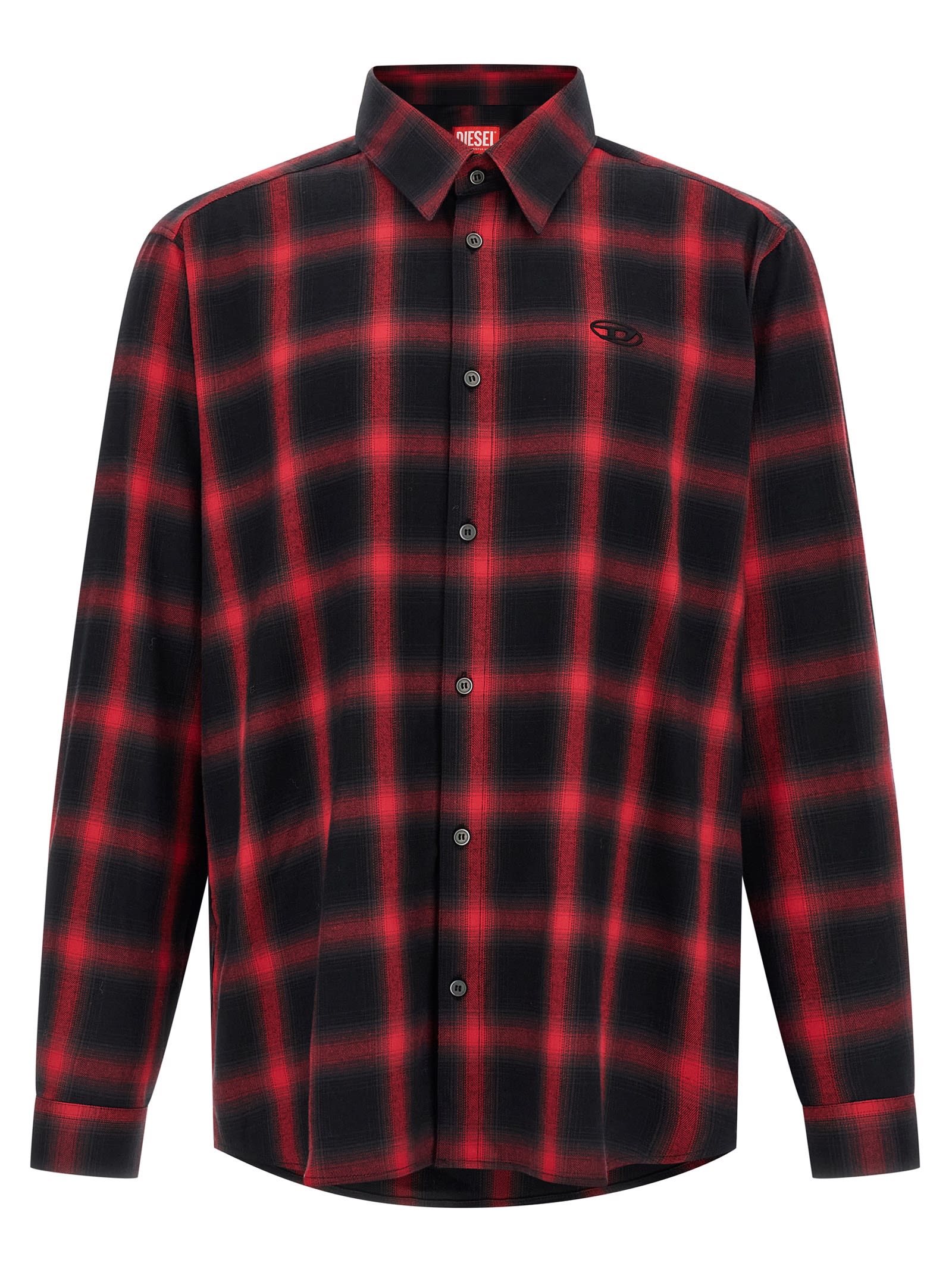 Diesel S-simply-check-hgbt Shirt And Blouse Black In Red