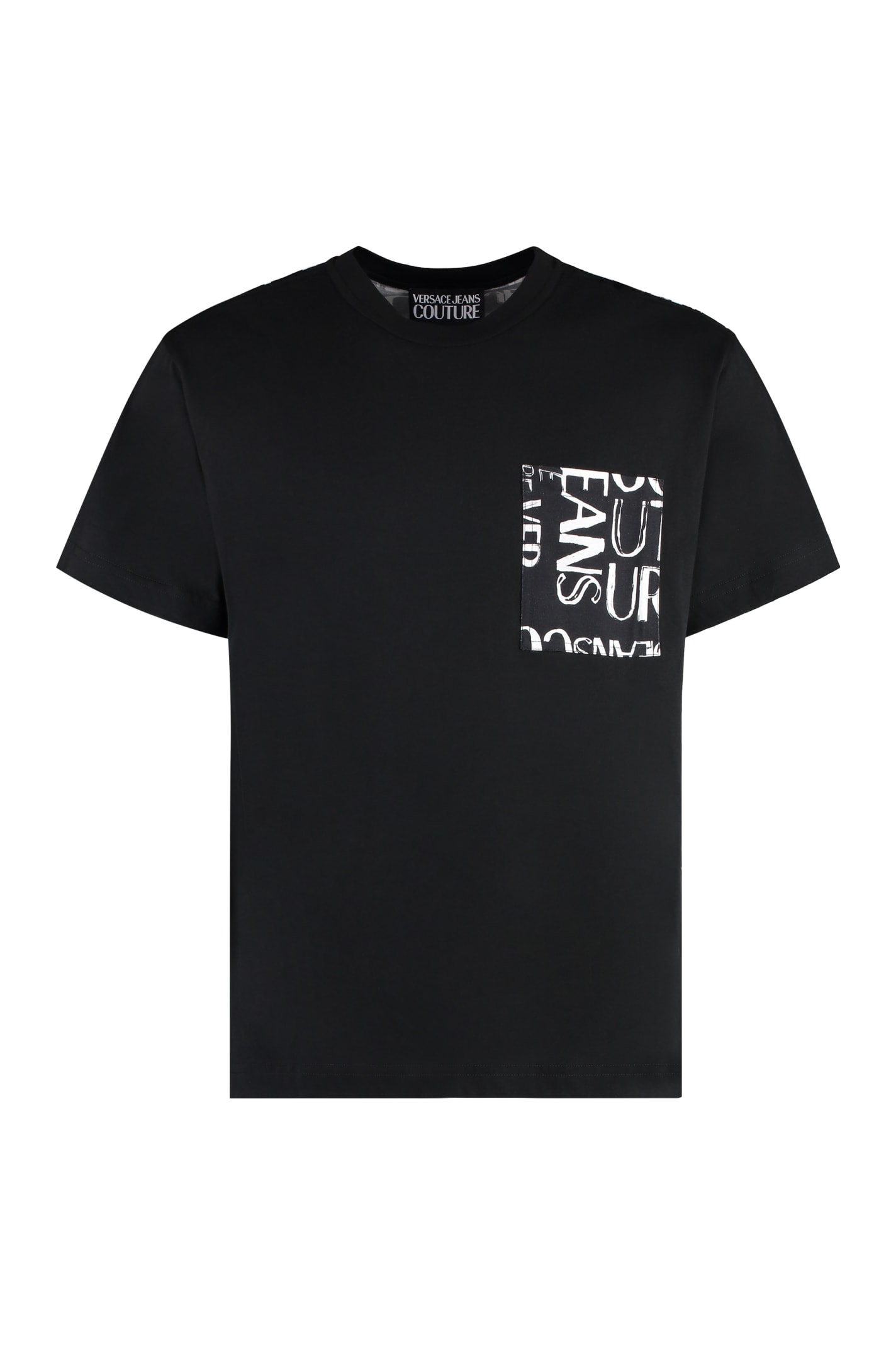 Shop Versace Jeans Couture Cotton Crew-neck T-shirt In Black