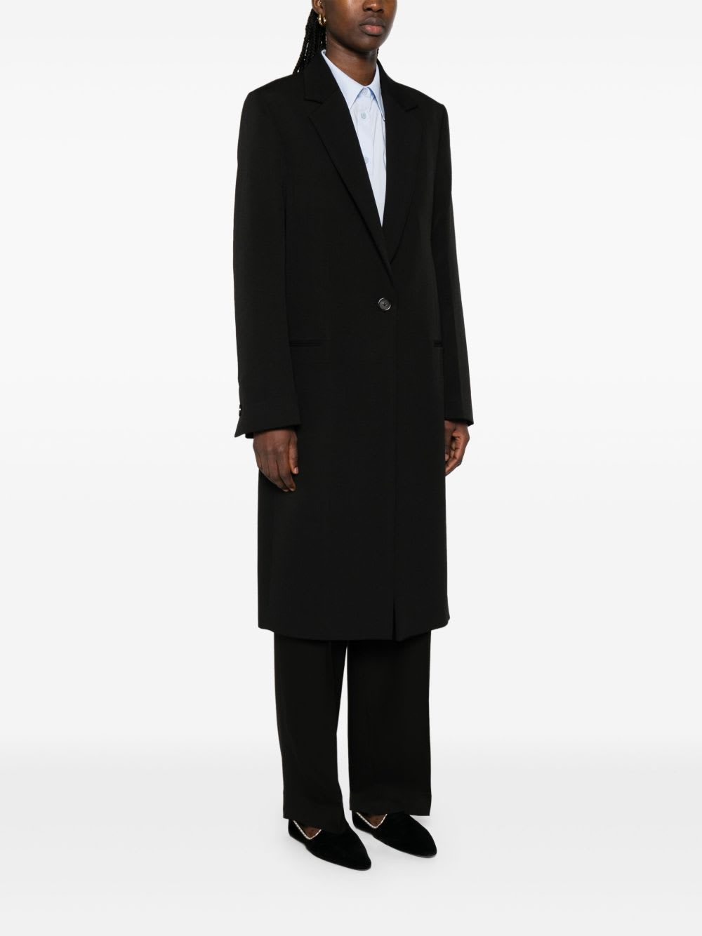 Totême Tailored Single-breasted Coat With Notched Lapels In Black
