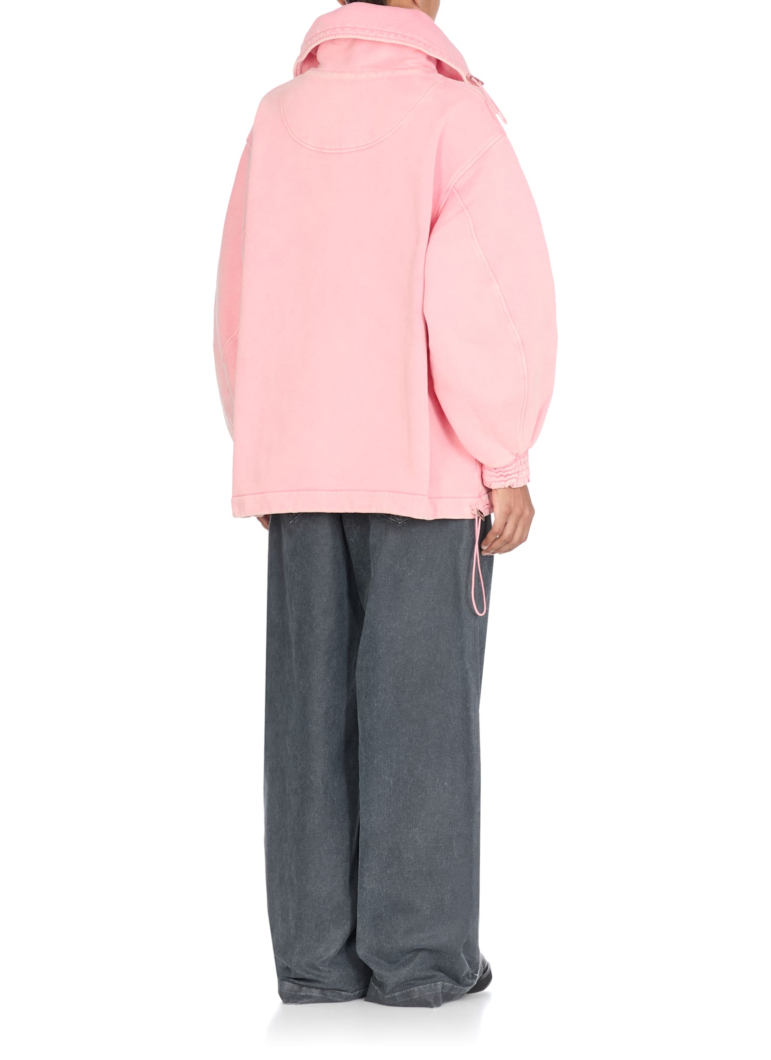 Attico Oversized Cotton Hooded Anorak In Pink