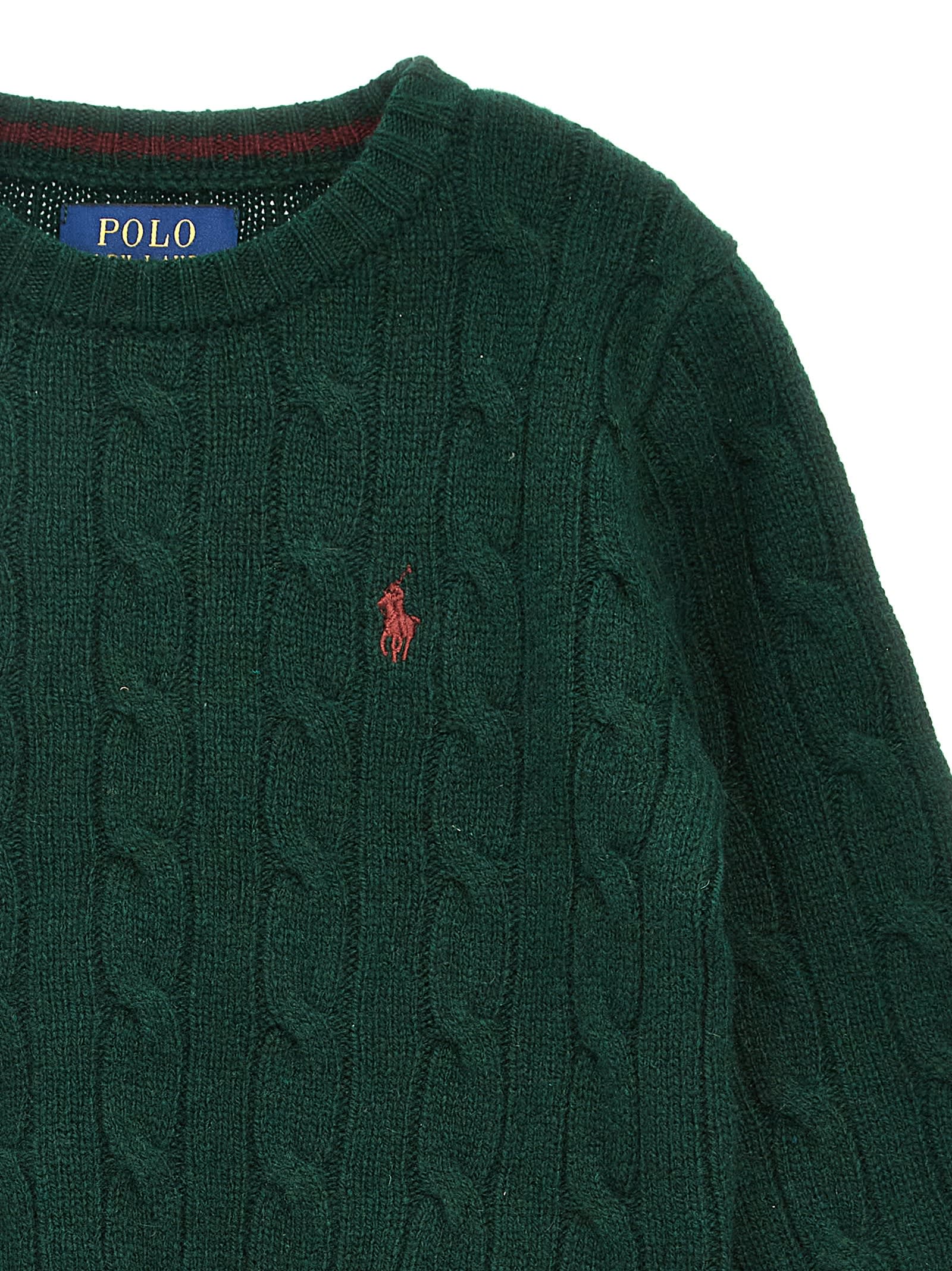Shop Polo Ralph Lauren Logo Embroidery Sweater In Green