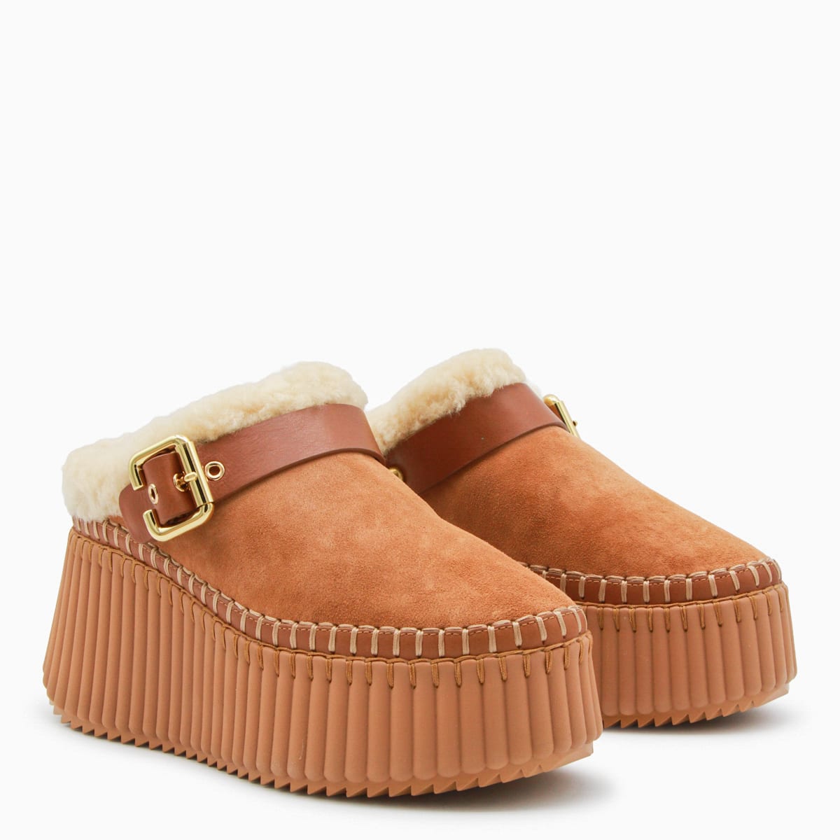 Chloé Brown Leather Sandals In Brown