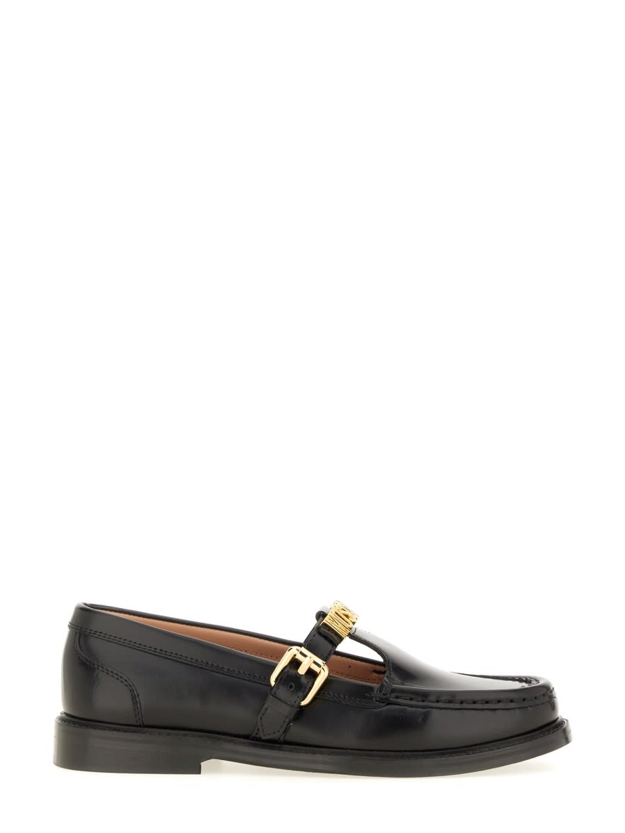 Shop Moschino Leather Loafer In Black