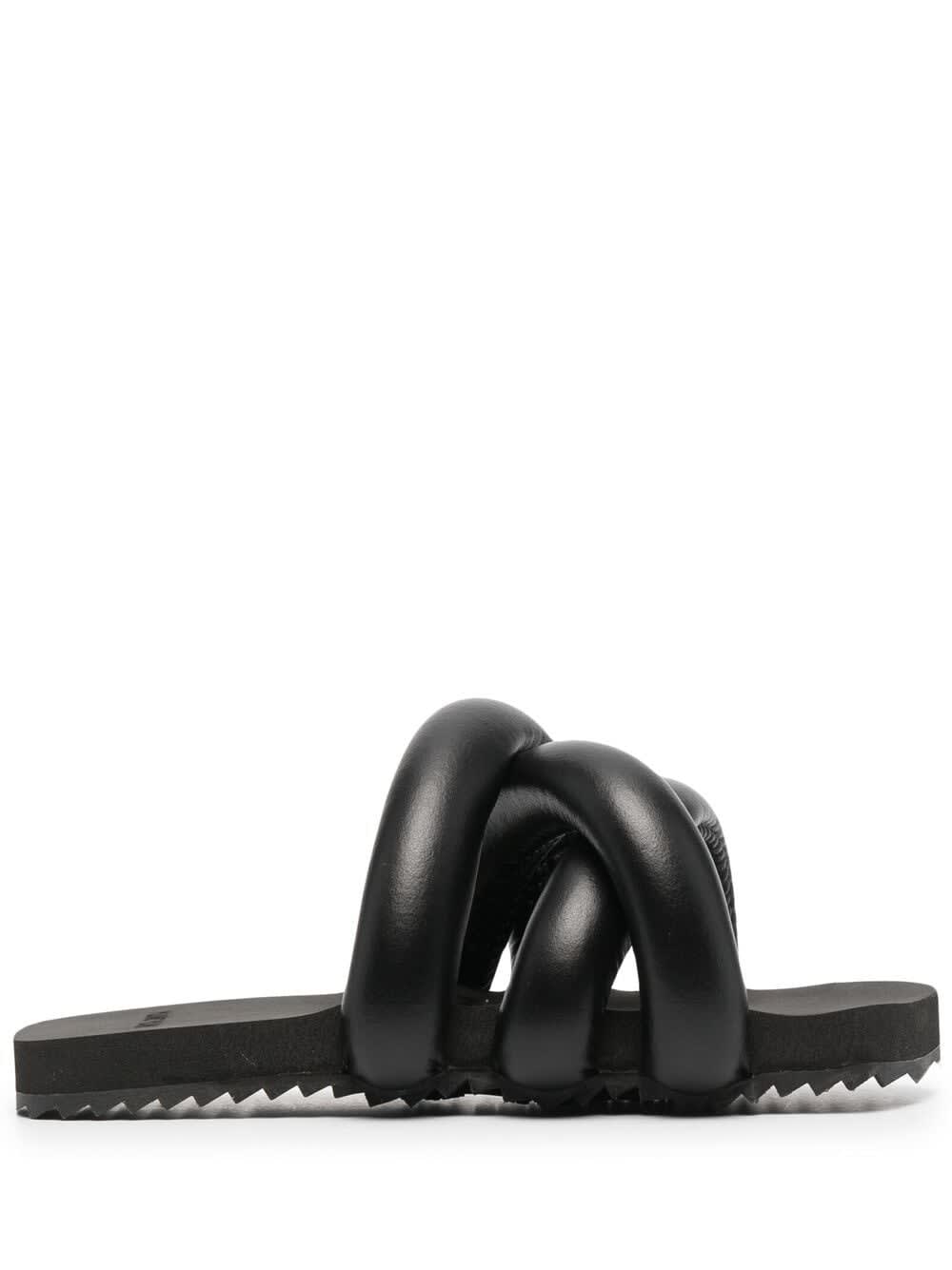 YUME YUME Black Mule Tire In Vegan Leather Detail With Crossed Bands