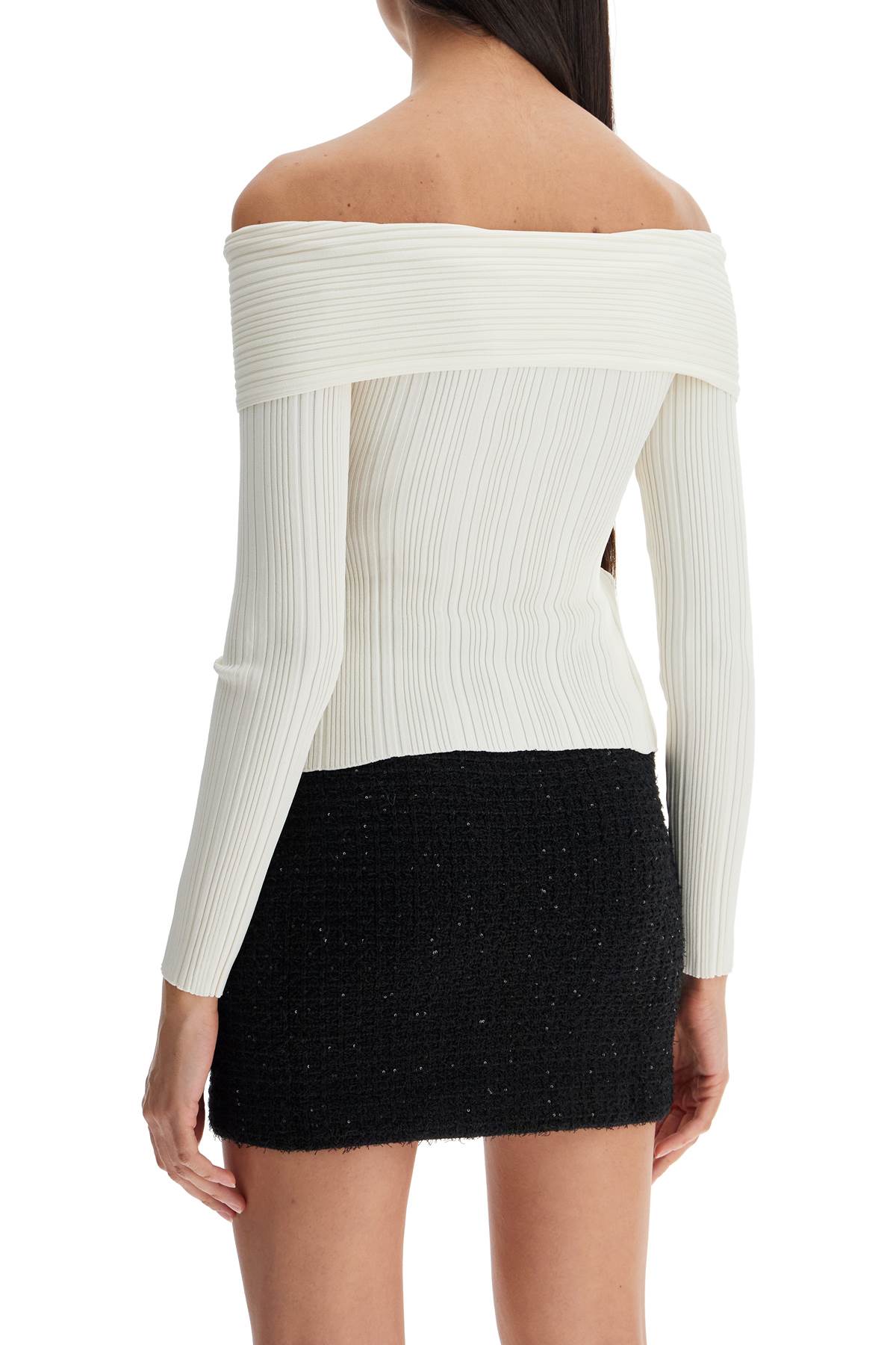 Self-portrait Off-shoulder Knit Top In White