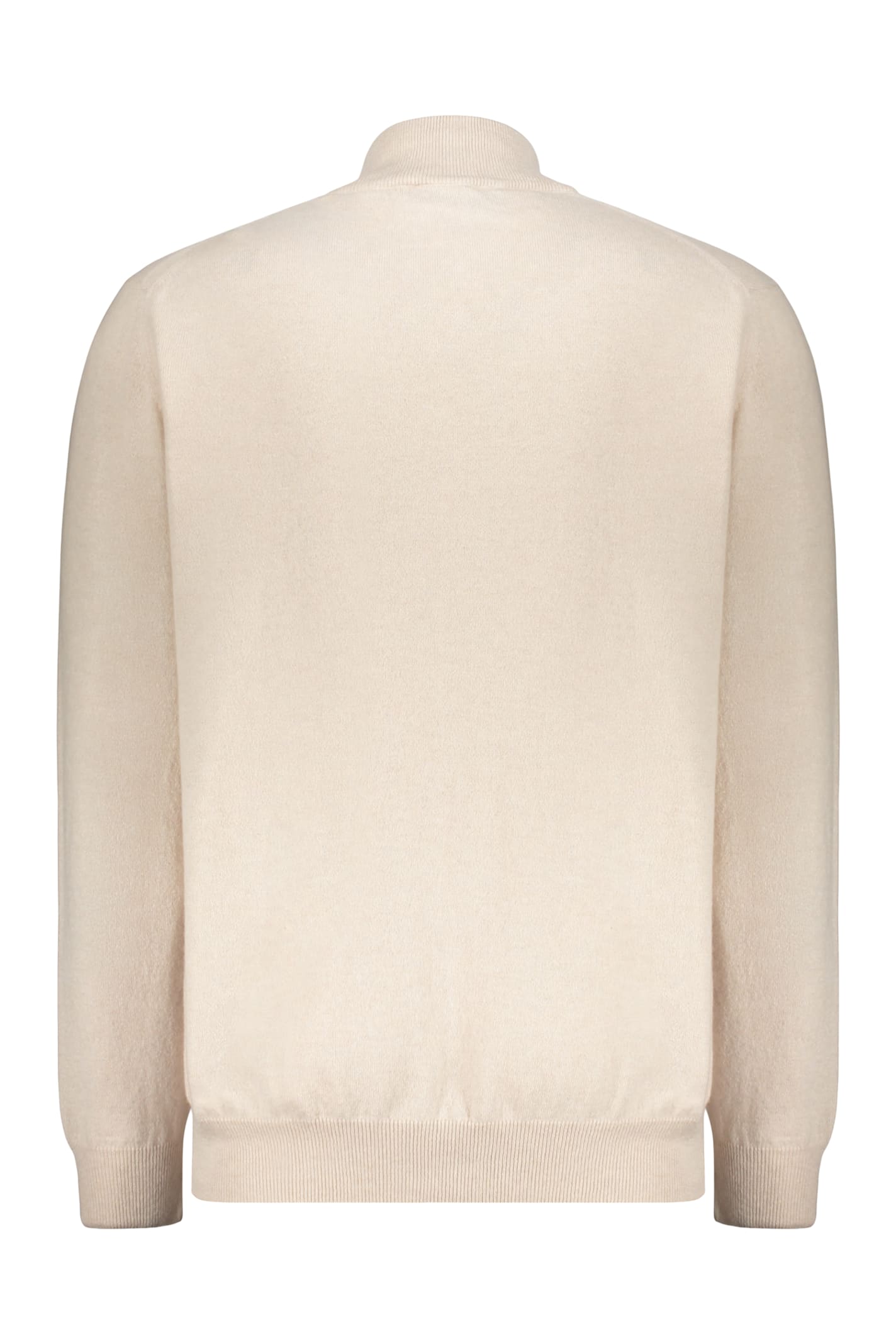 Moorer Light Ivory Cardigan With Zip And Cuffs In Neutral