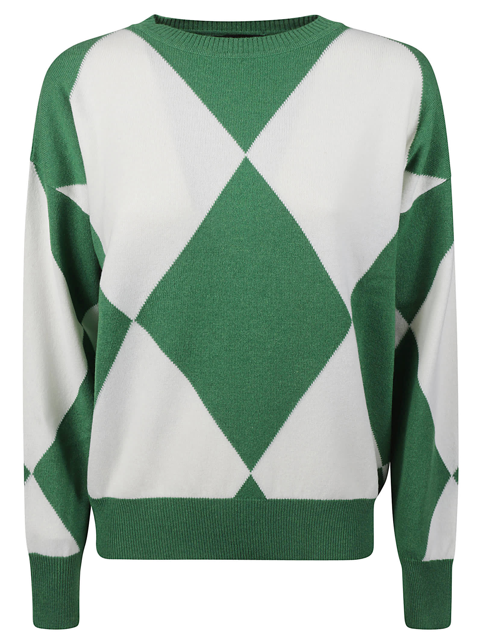 LORENA ANTONIAZZI DIAMOND PATTERNED RIBBED SWEATER 