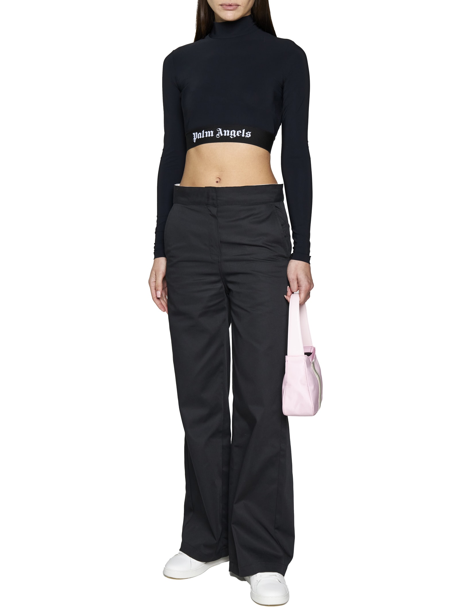 Shop Palm Angels Pants In Black White