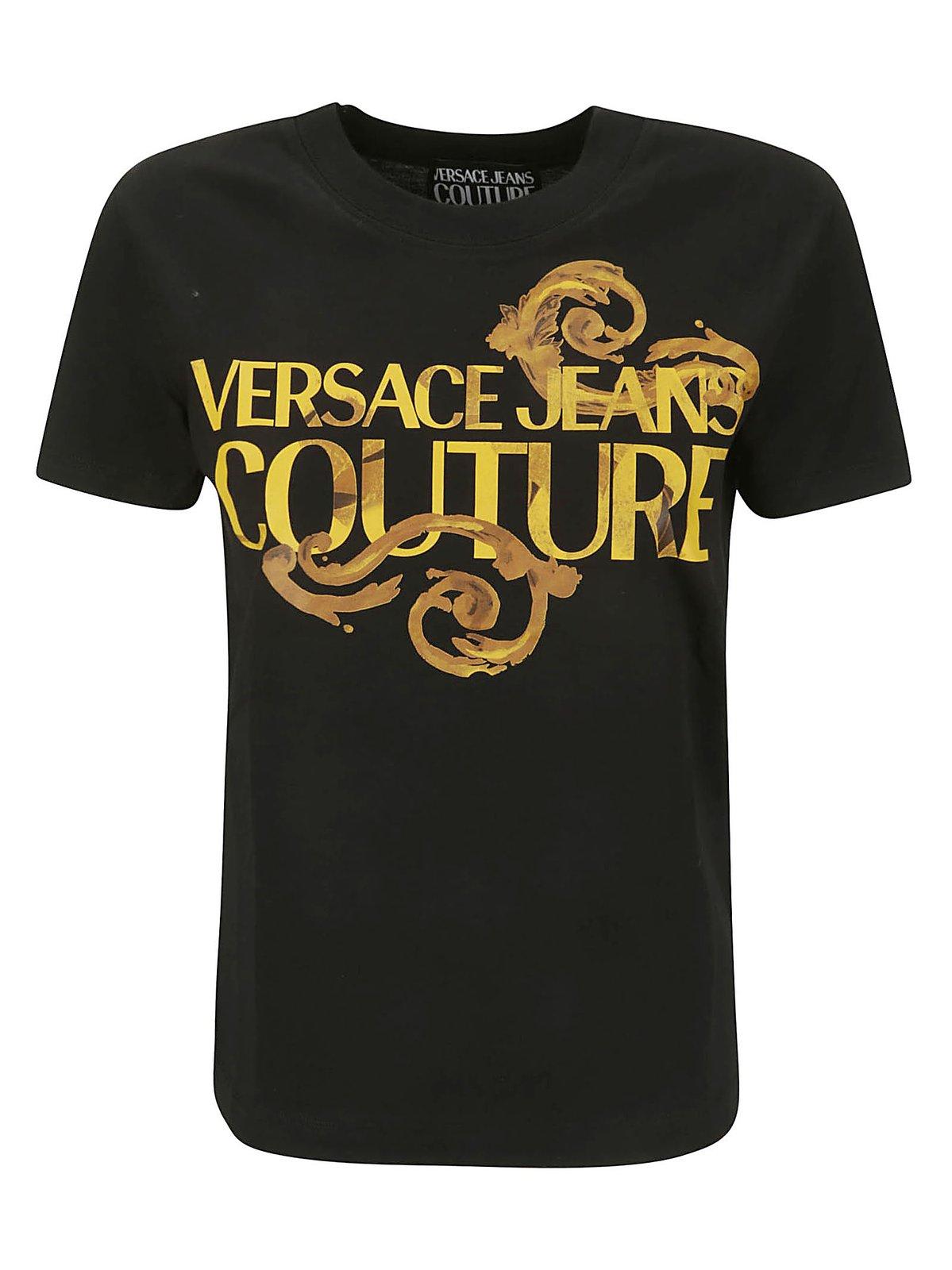 Shop Versace Jeans Couture Barocco Printed Crewneck T-shirt In Nero E Oro