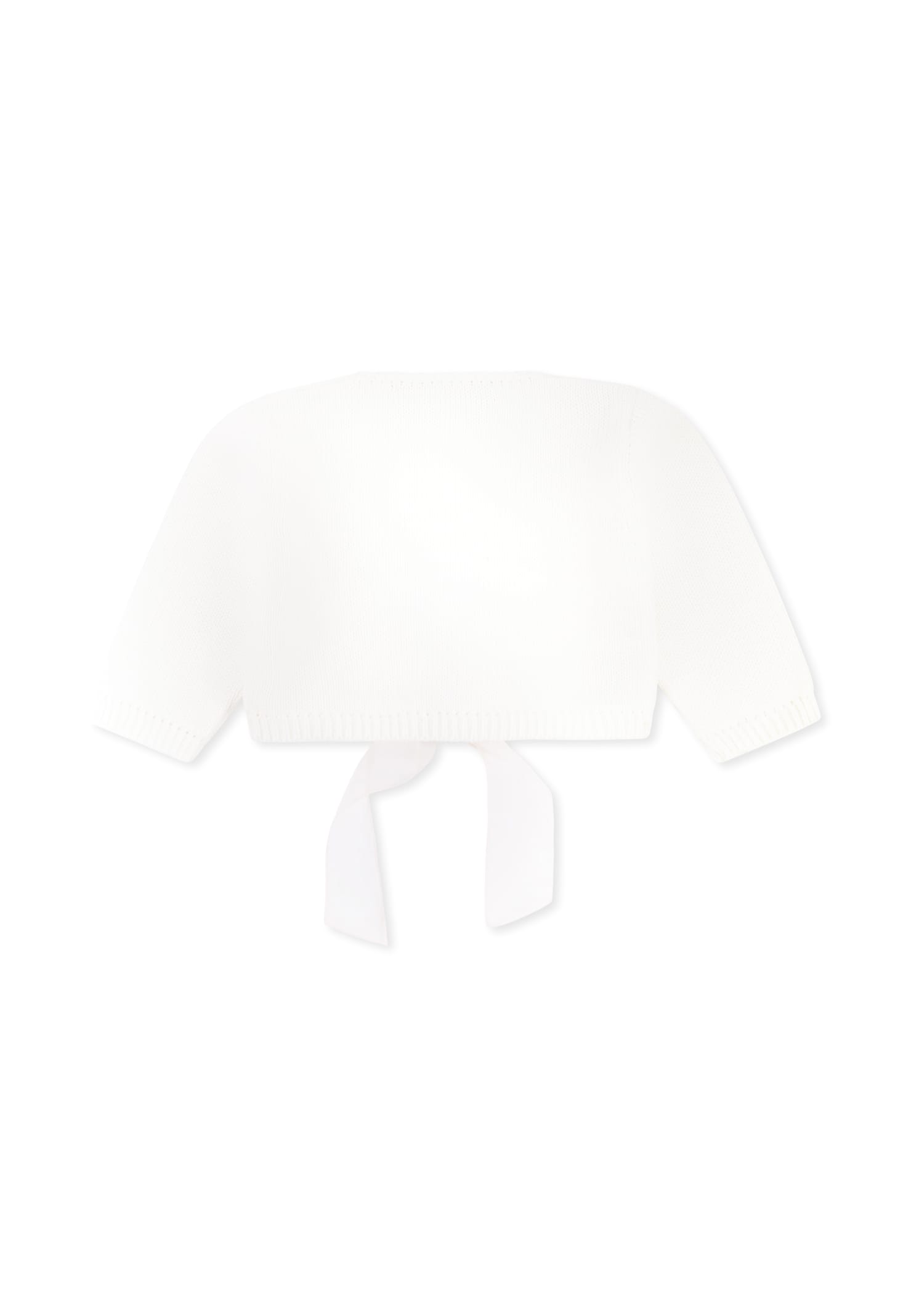 La Stupenderia Ivory Cardigan For Baby Girl With Bow