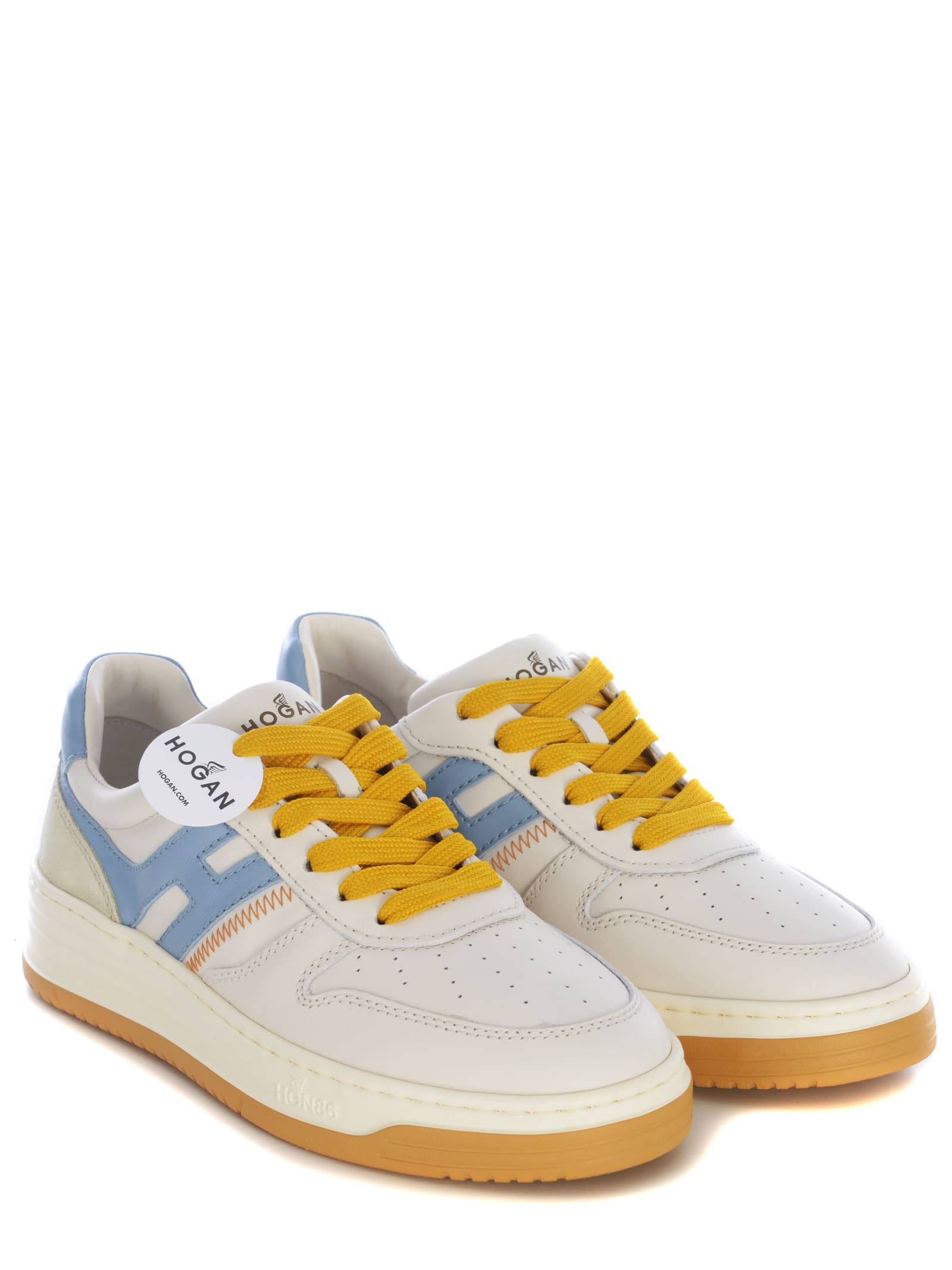 Shop Hogan Sneakers  H630 Made Of Leather In Avorio Celeste