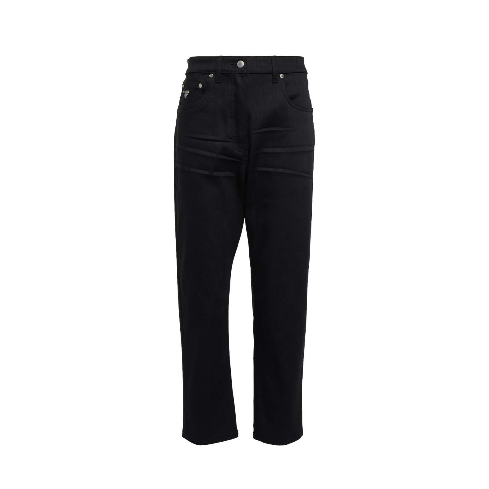 Shop Prada Regular Cropped Jeans In Black