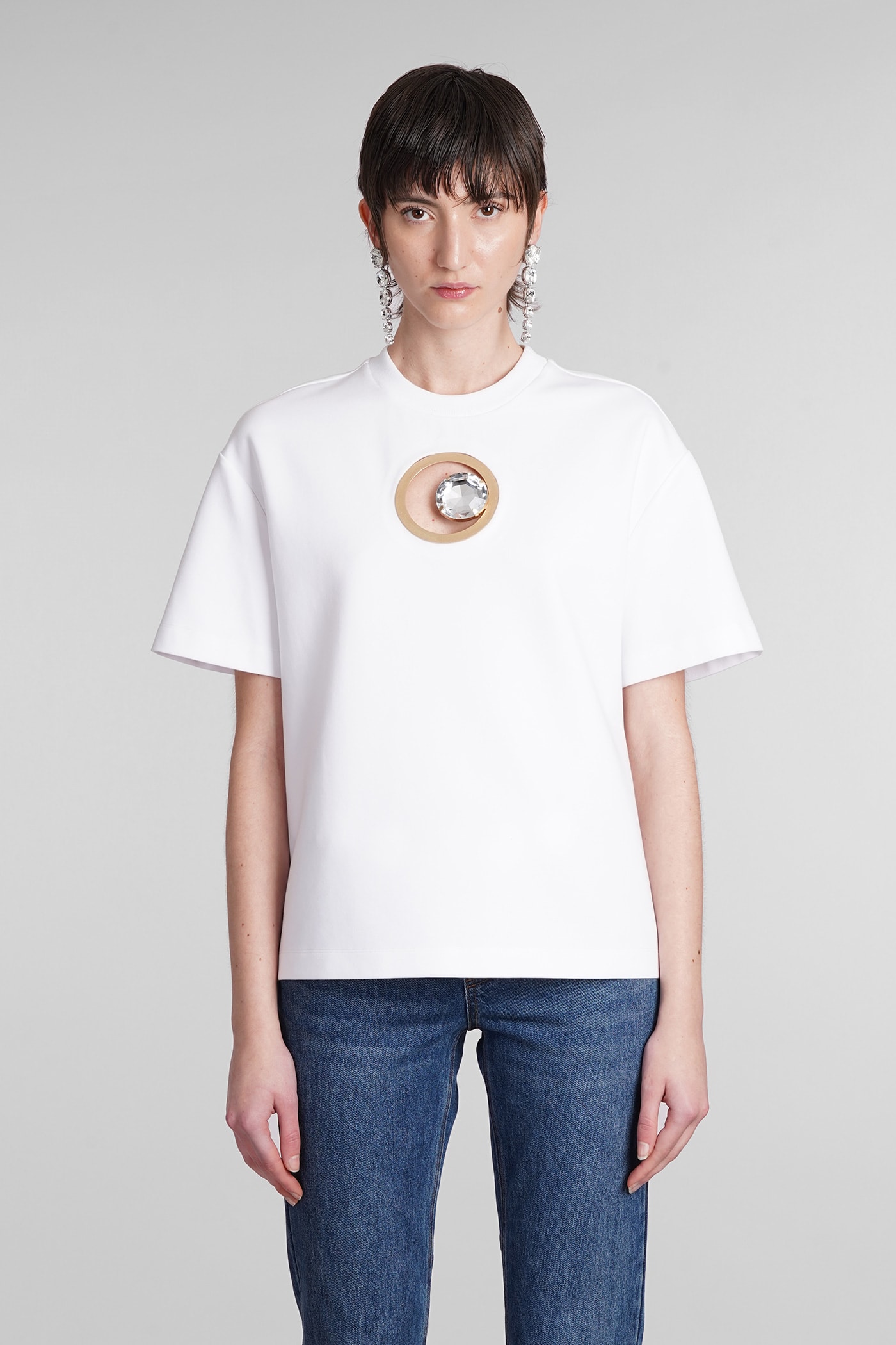 T-shirt In White Rayon