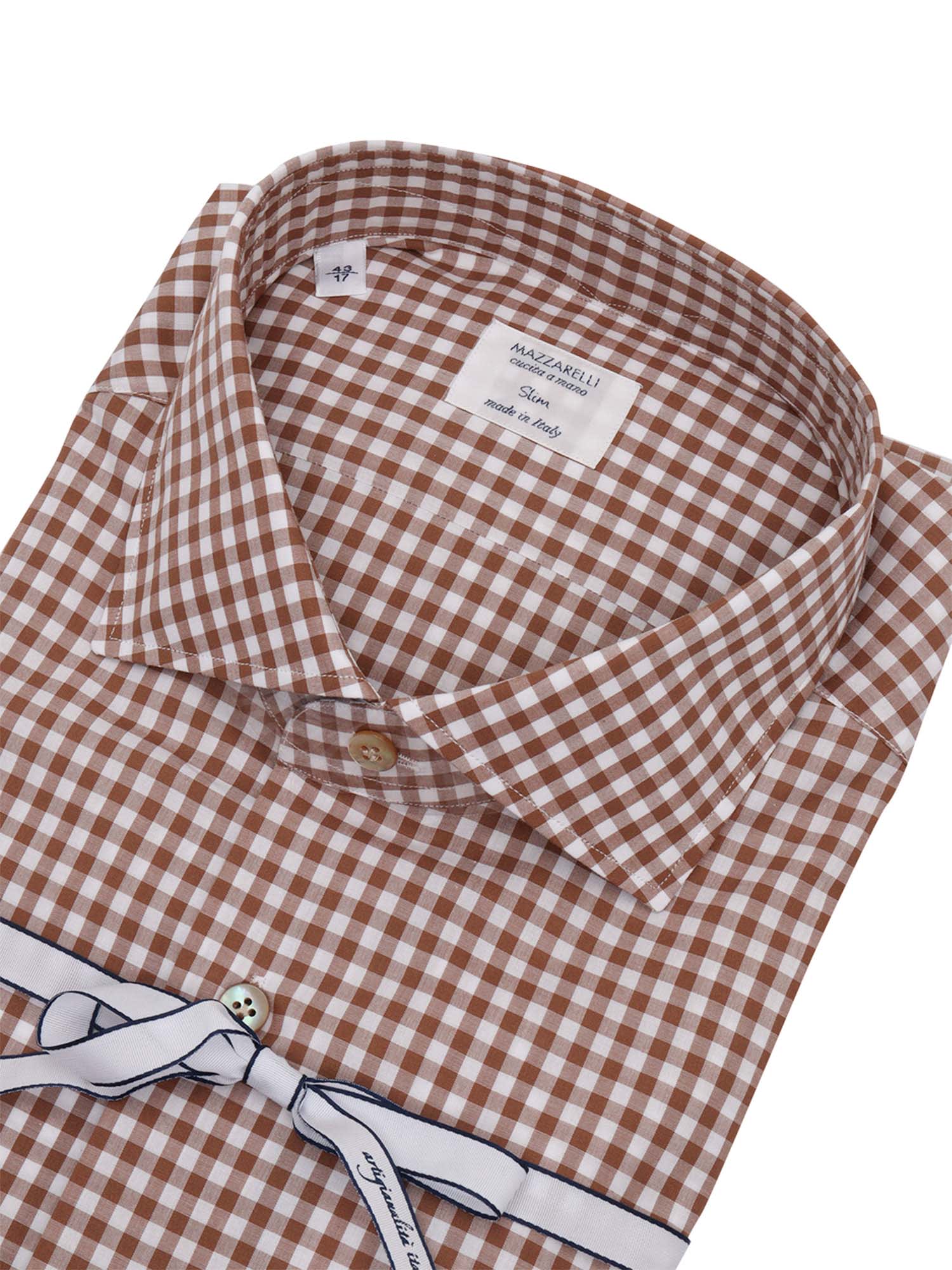 Mazzarelli Gingham Check Shirt In Brown