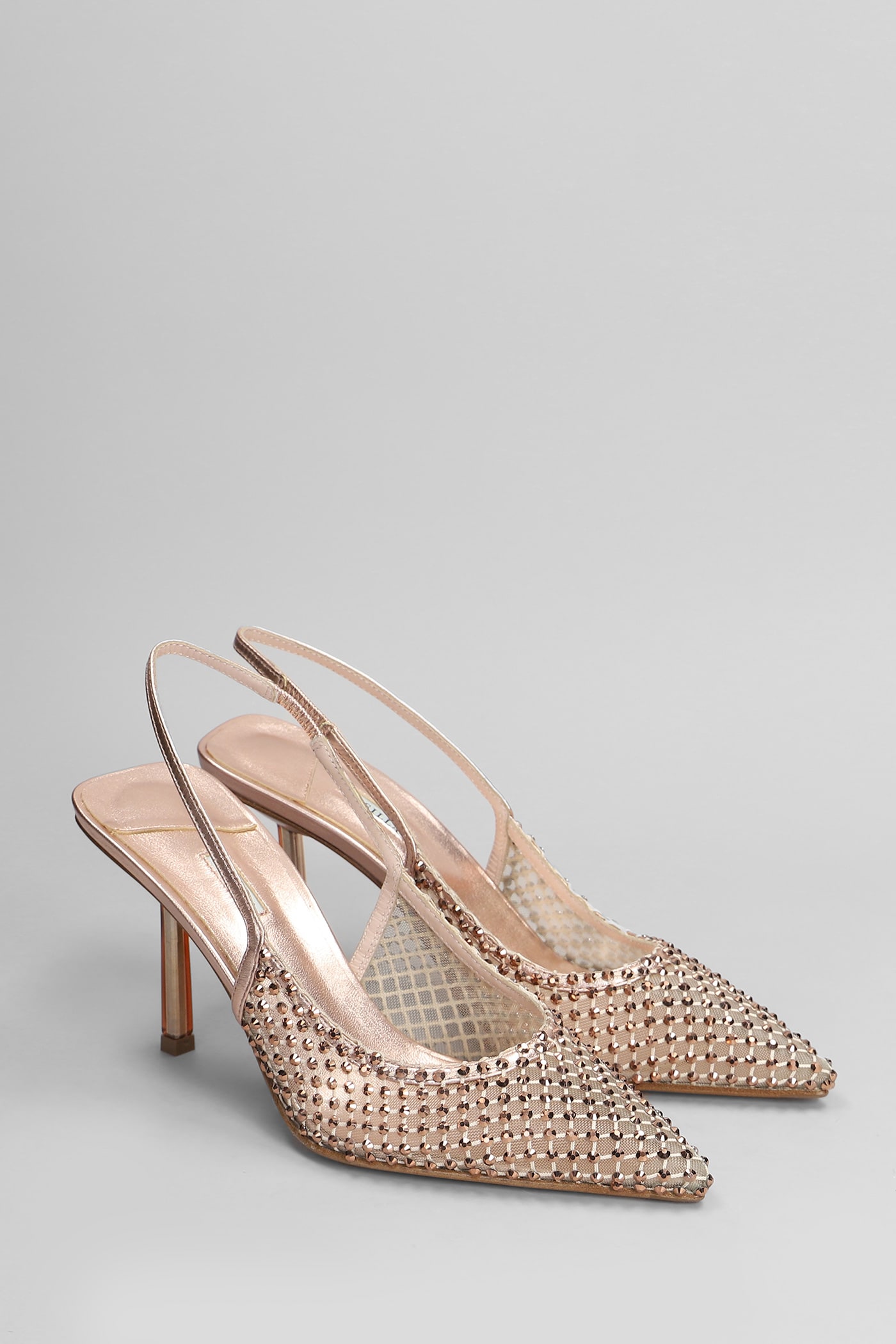 Le Silla Mesh Gilda Pumps Featuring Embellished Design In Copper