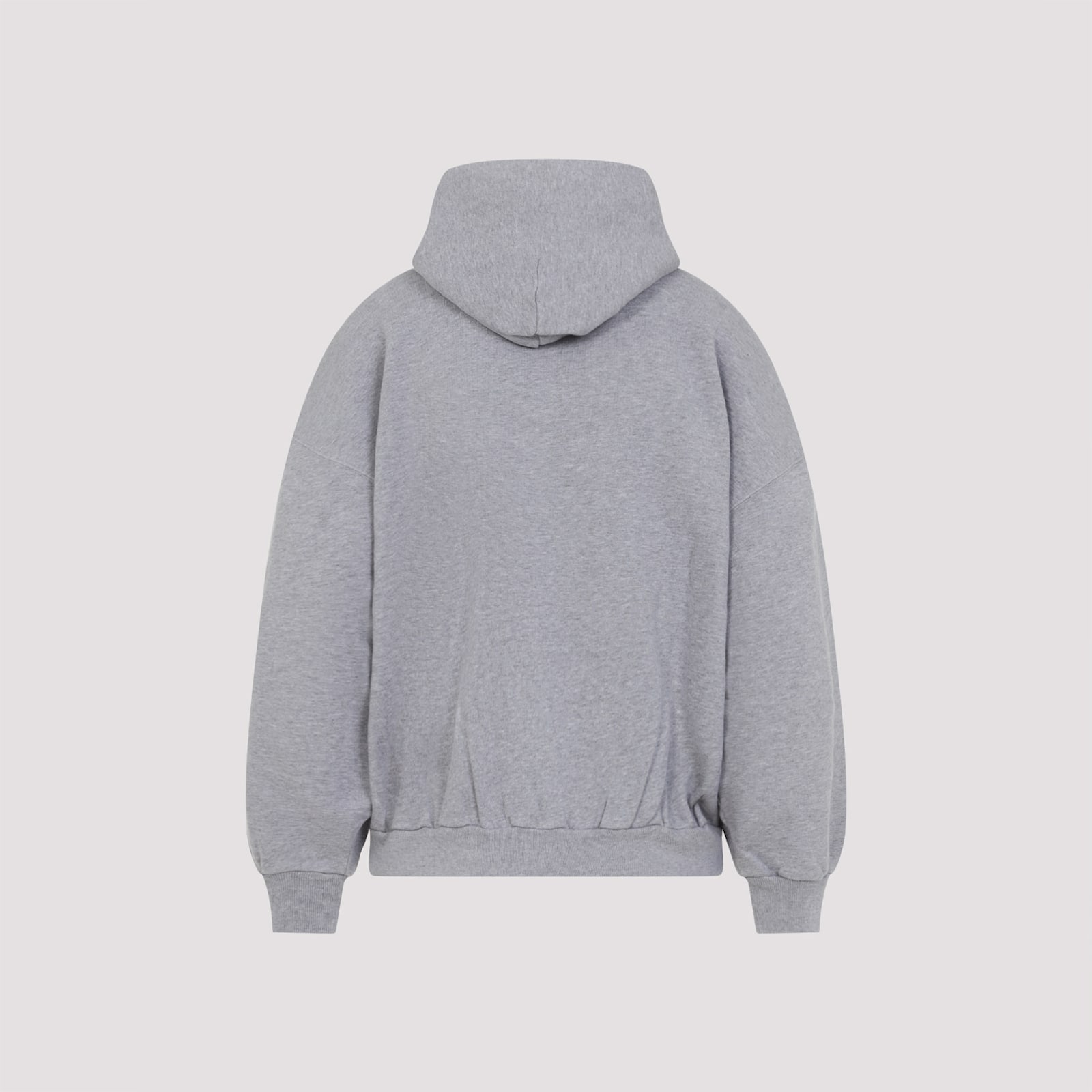 Balenciaga Zip Front Hoodie With Contrast Logo And Ribbed Details In Gray