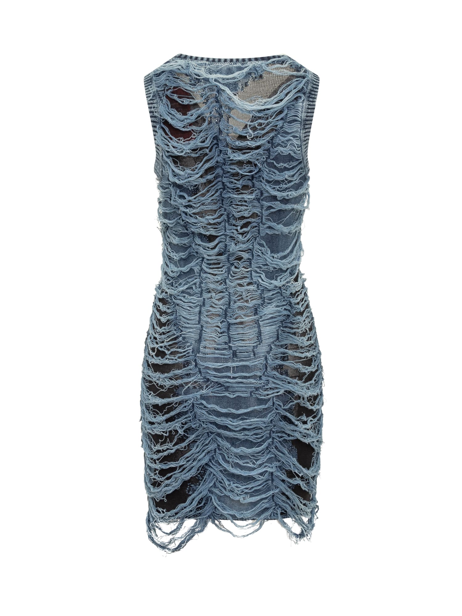 Shop Diesel Dress With Destroyed Effect In Blu