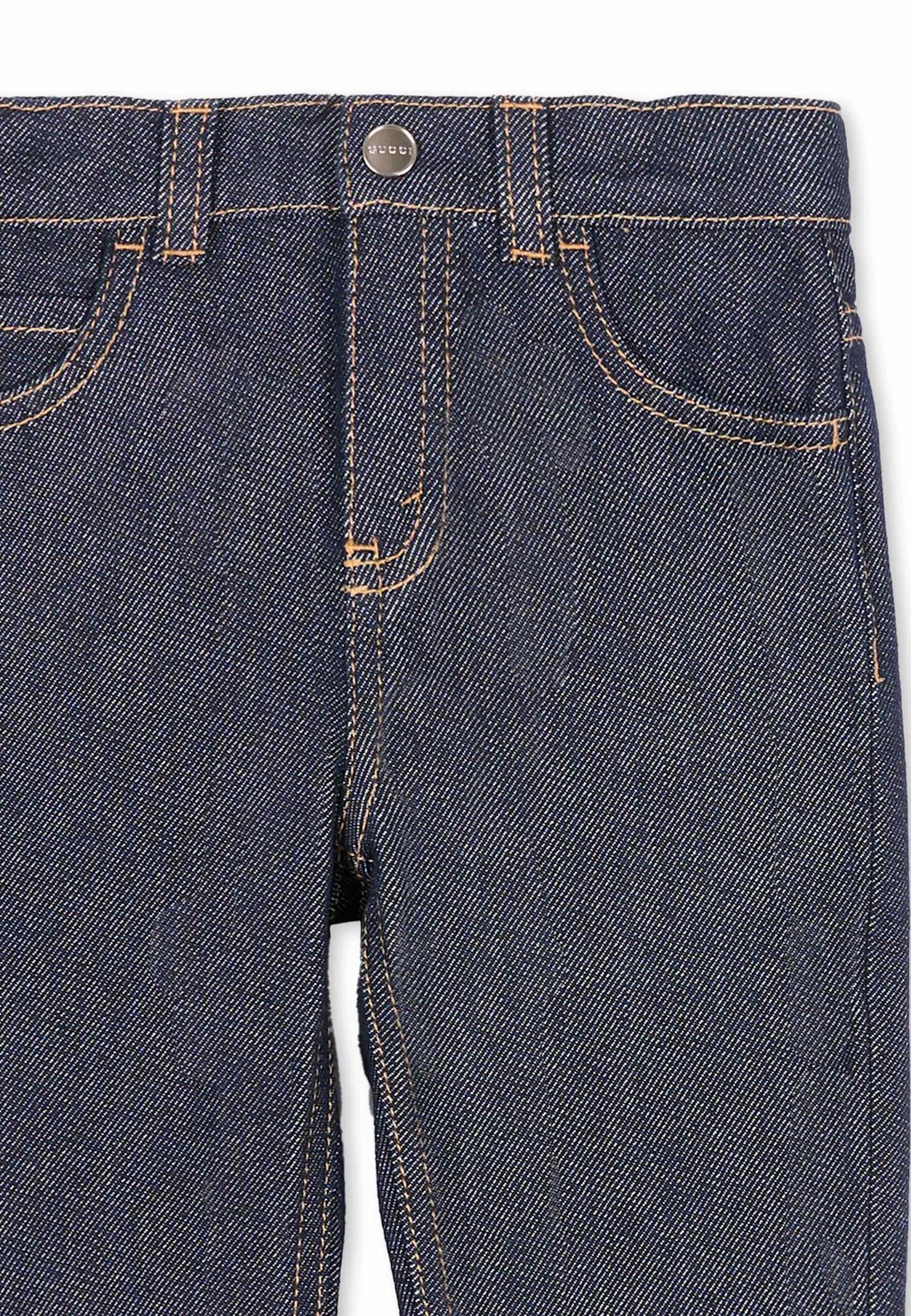 Gucci Denim Jeans For Babykids With Web Detail In Blue