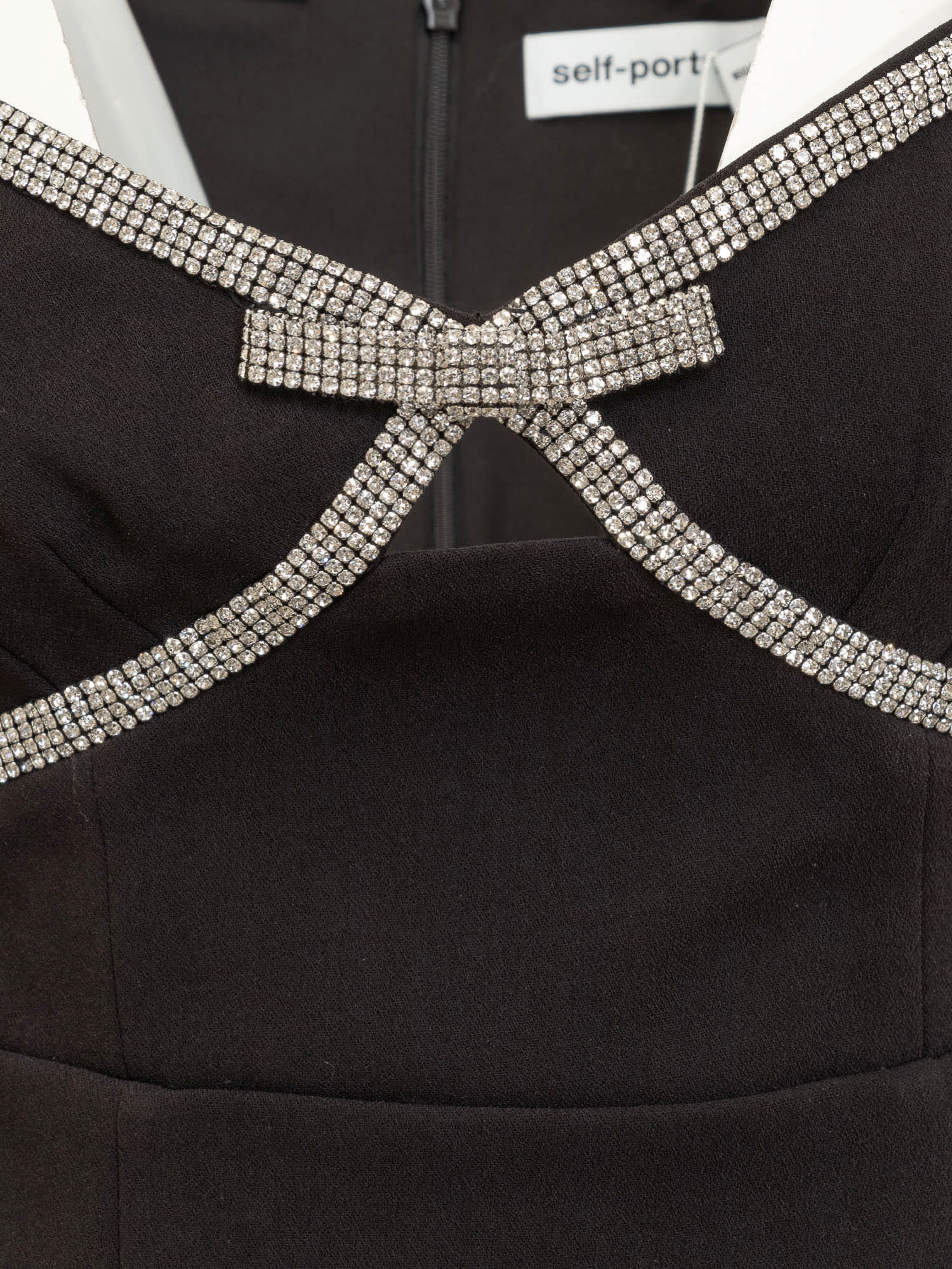 Shop Self-portrait Diamante Bow Dress In Black
