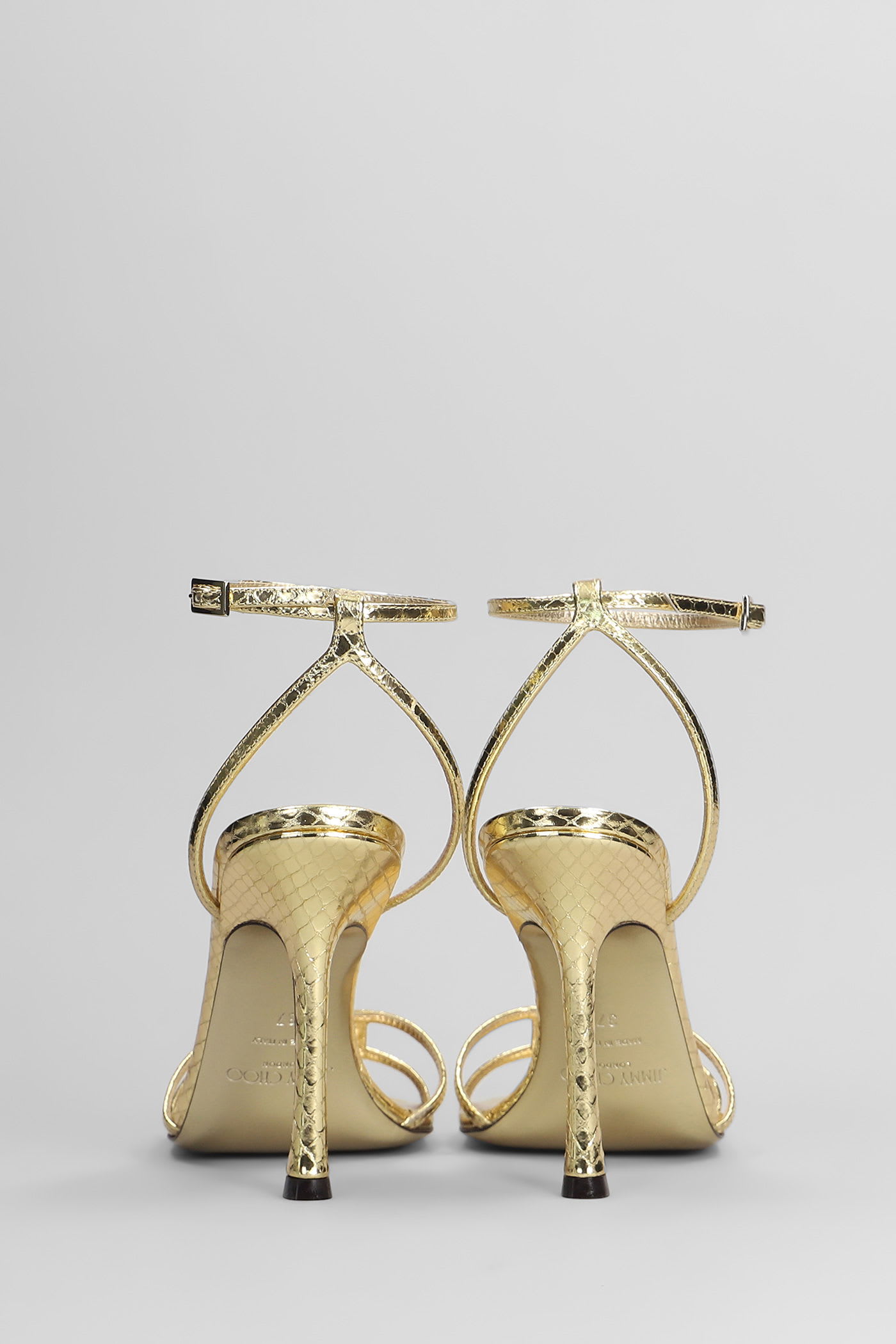 Jimmy Choo 1998 Leo 100 Gold Leather Sandals In Gold