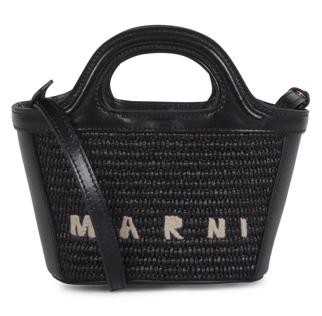 Shop Marni Tropicalia Interwoven Mini Tote Bag In Black