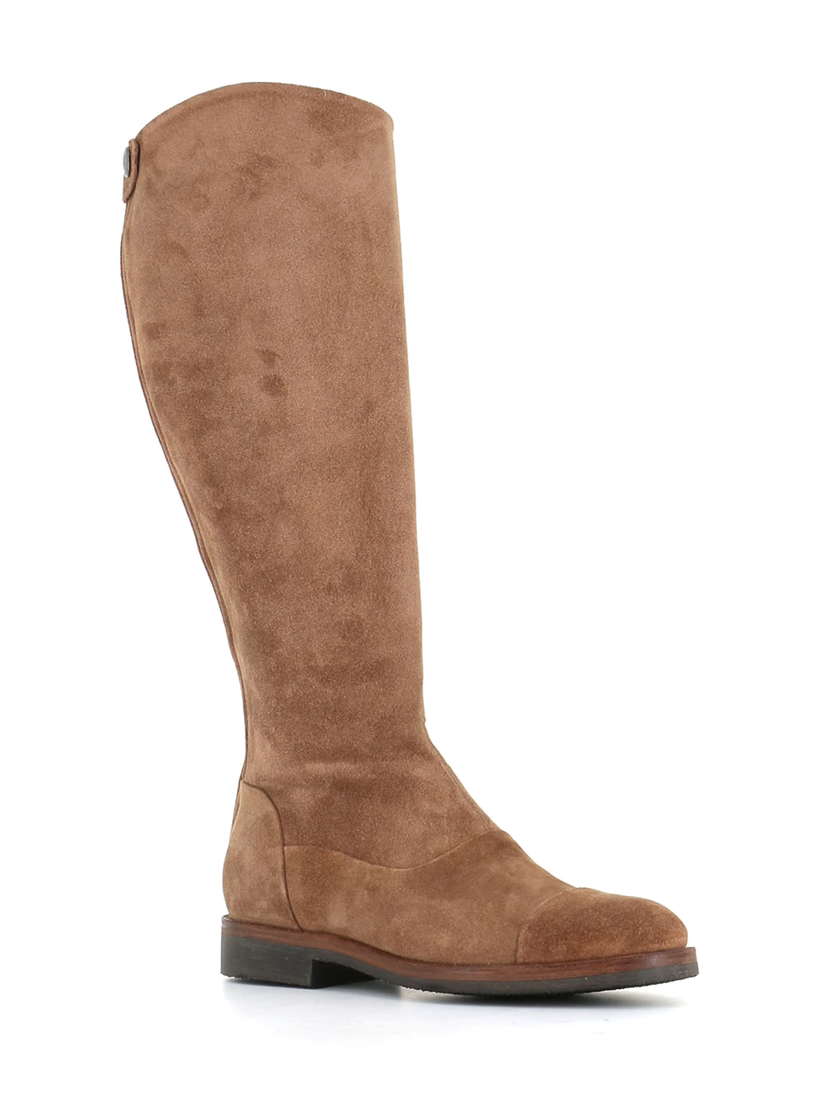 Alberto Fasciani Zipped Leather Knee-length Boots In Beige