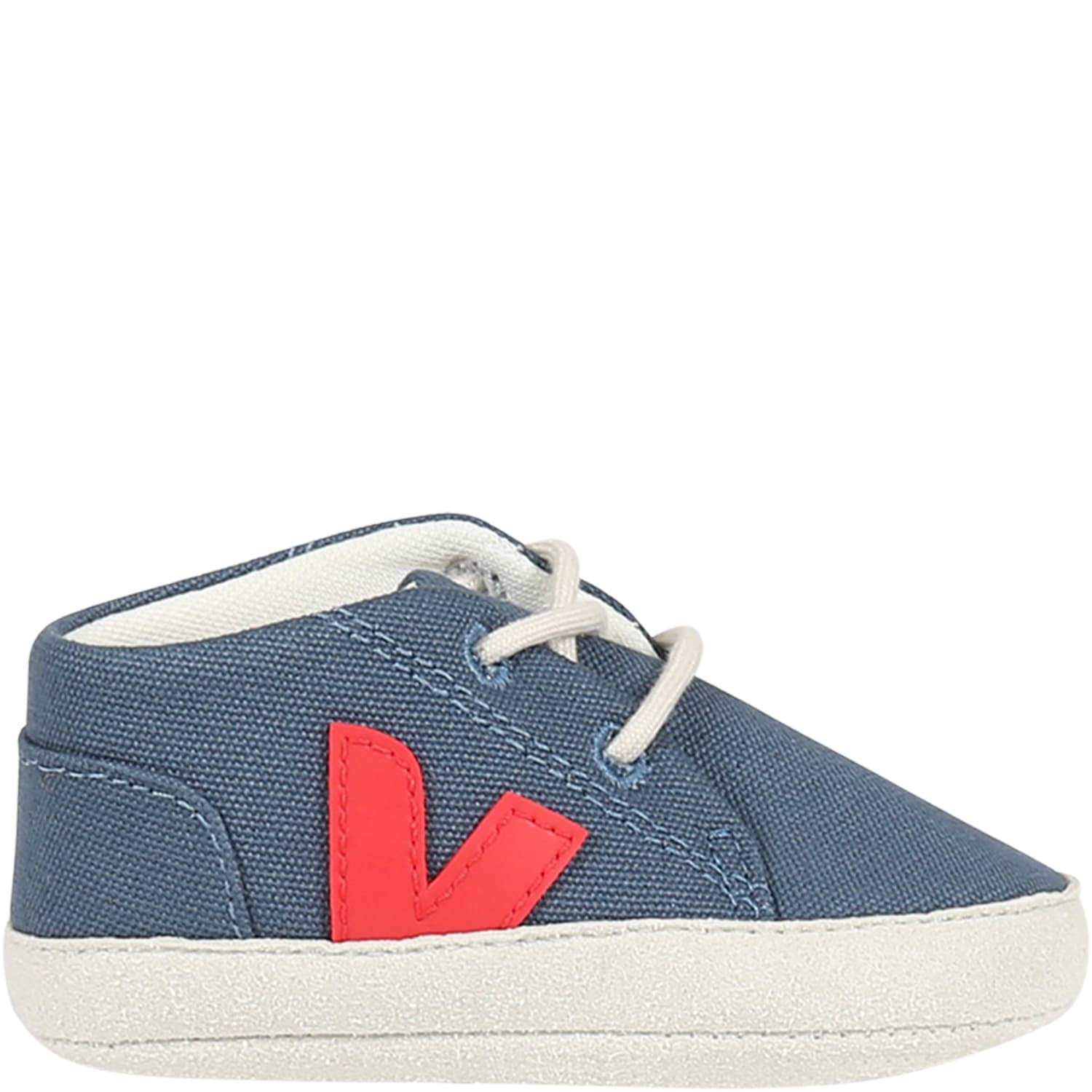 Veja Kids' Blue Sneakers For Baby Boy With Red Logo