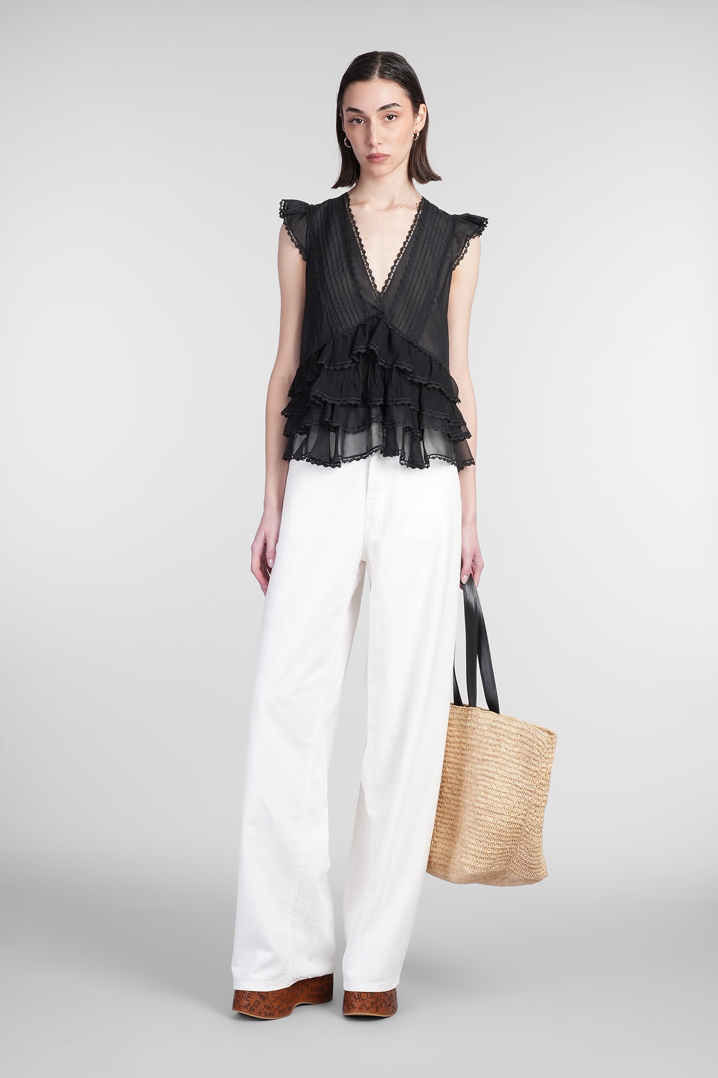 Alice And Olivia Alice + Olivia Blanche Topwear In Black