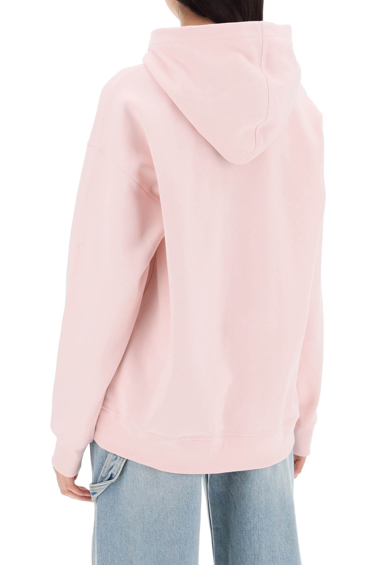 Shop Ganni Hoodie With Isoli Fabric In Chalk Pink (pink)