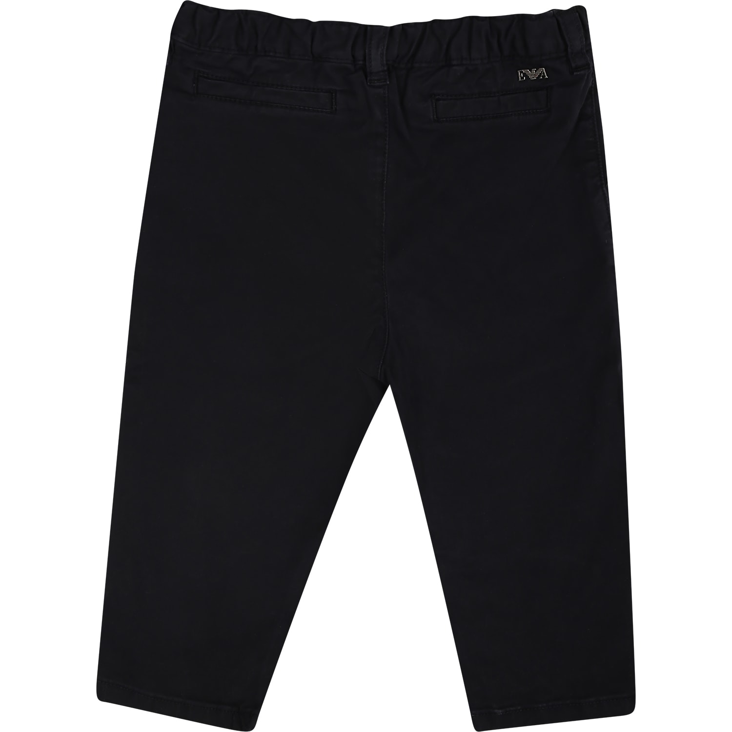 Shop Emporio Armani Blue Trousers For Baby Boy With Logo In Blu Navy