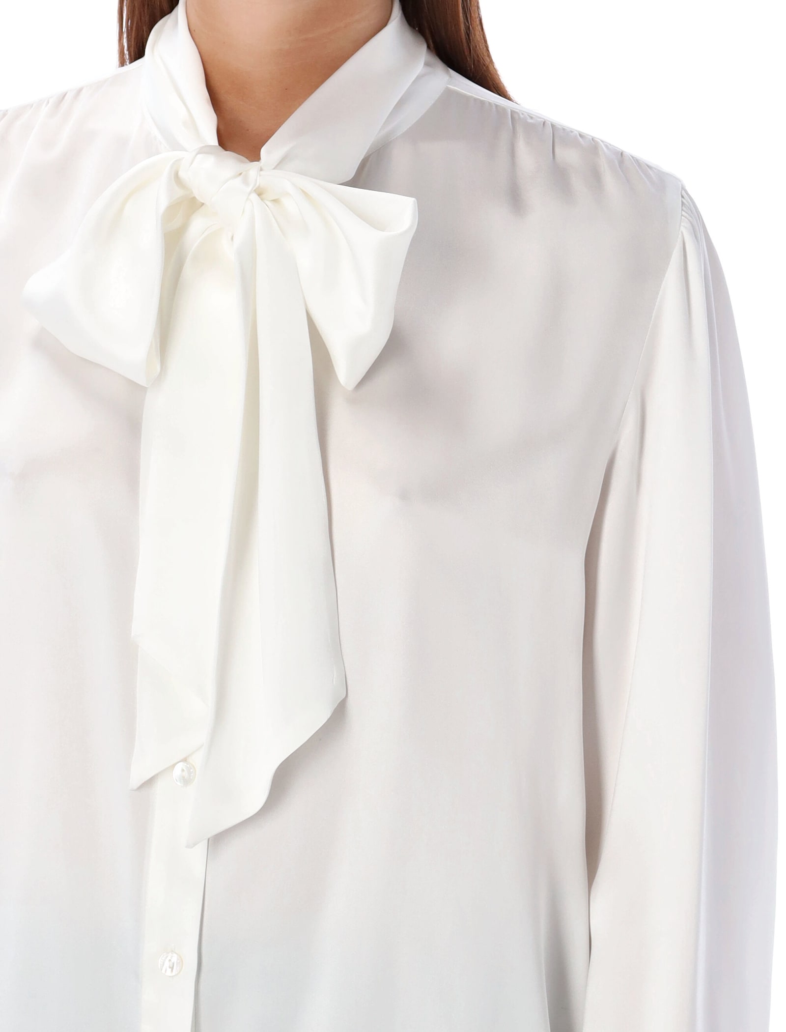 Shop Alessandra Rich Bow Shirt In White