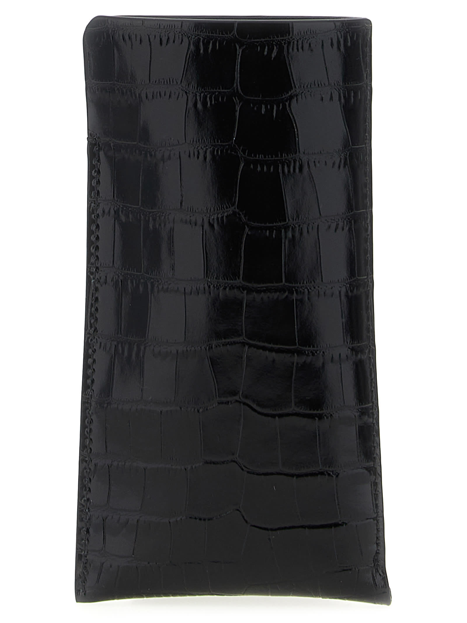 Tom Ford Crocodile Texture Compact Sunglasses Case In Black
