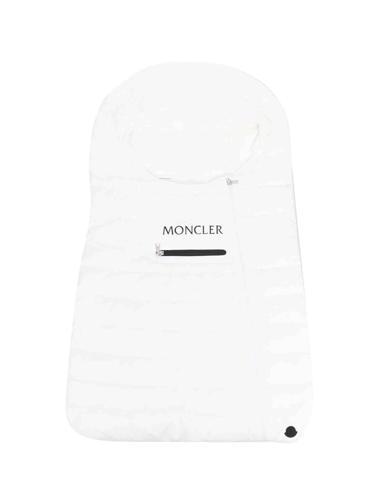 Moncler White Sleeping Bag Baby Unisex In Bianco