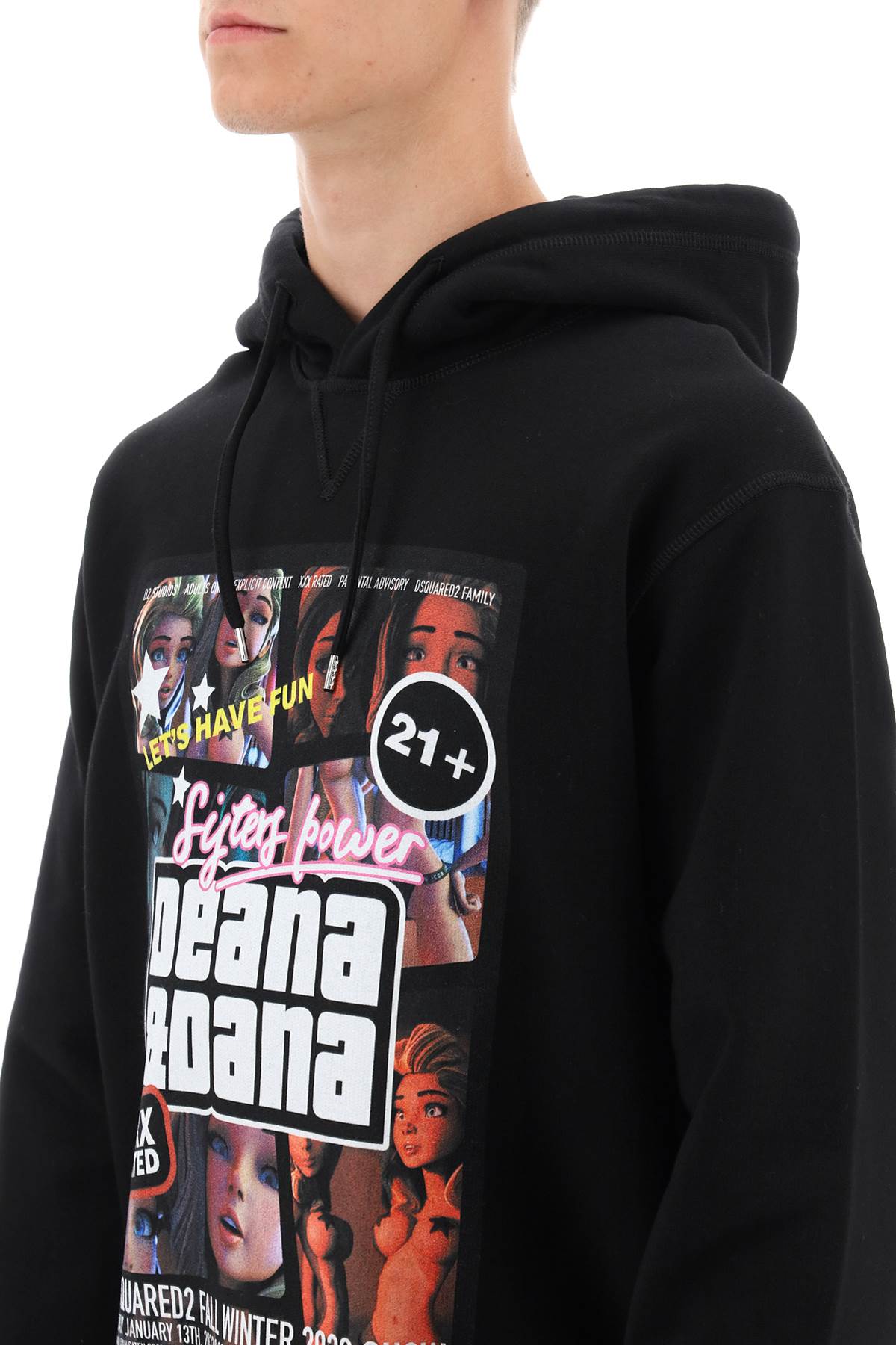 Shop Dsquared2 Cool Fit Hoodie With Print In Black (black)
