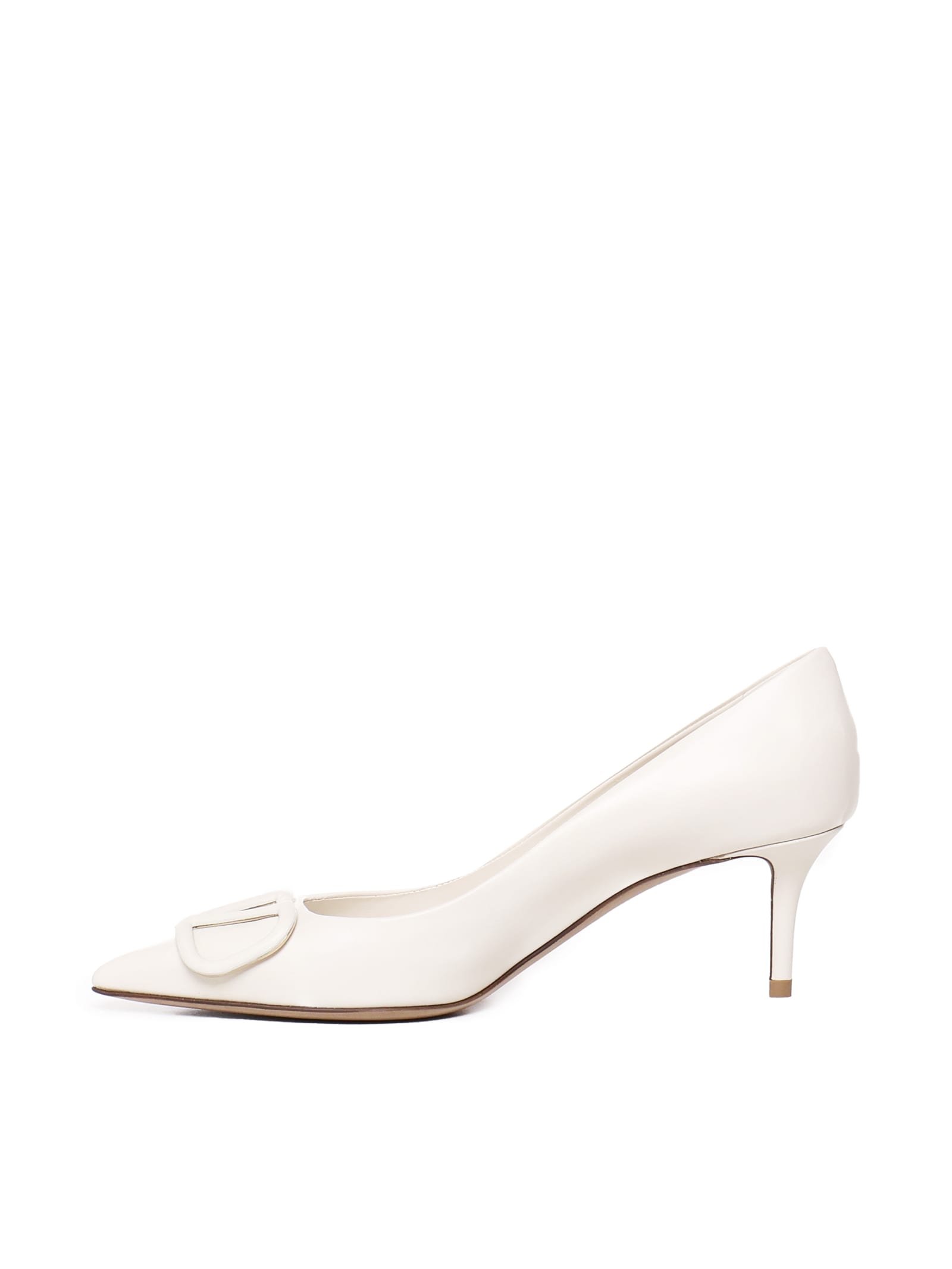 Shop Valentino Vlogo Pumps In Calfskin In Light Ivory