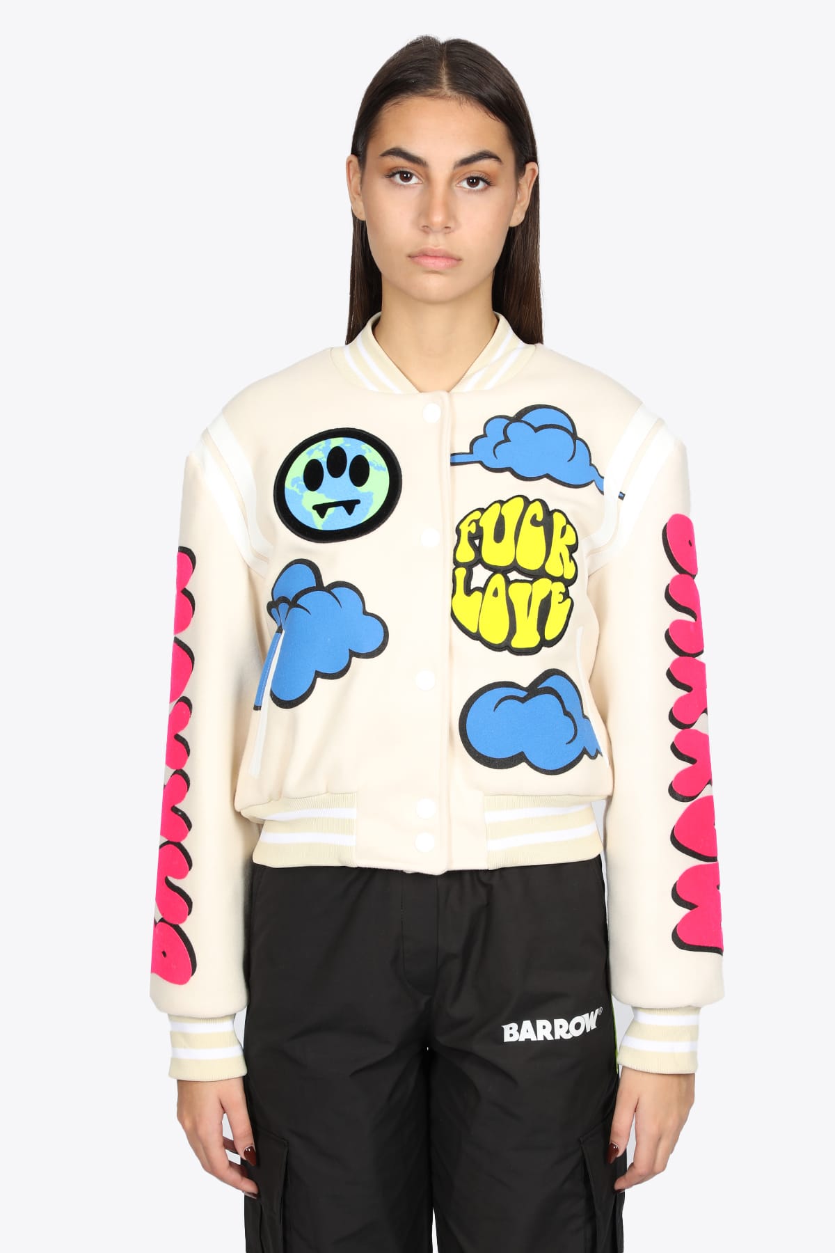 Barrow Cropped Cloth College Jacket Off-white college jacket with patch