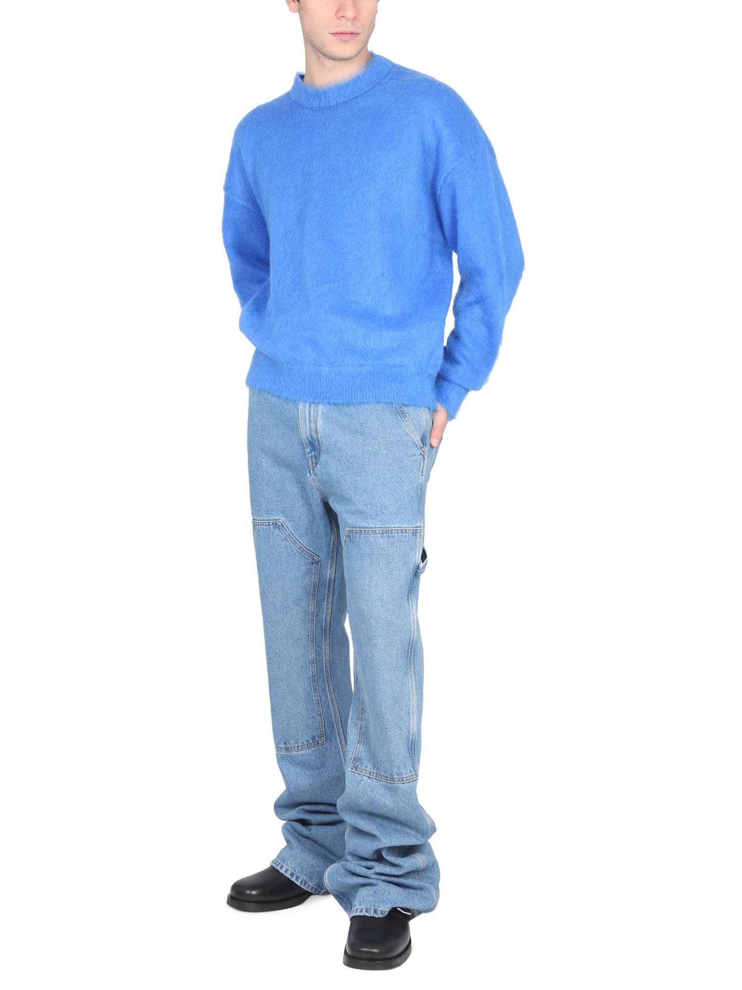 Off-white Off White Flared Carpenter Jeans In Blue | ModeSens