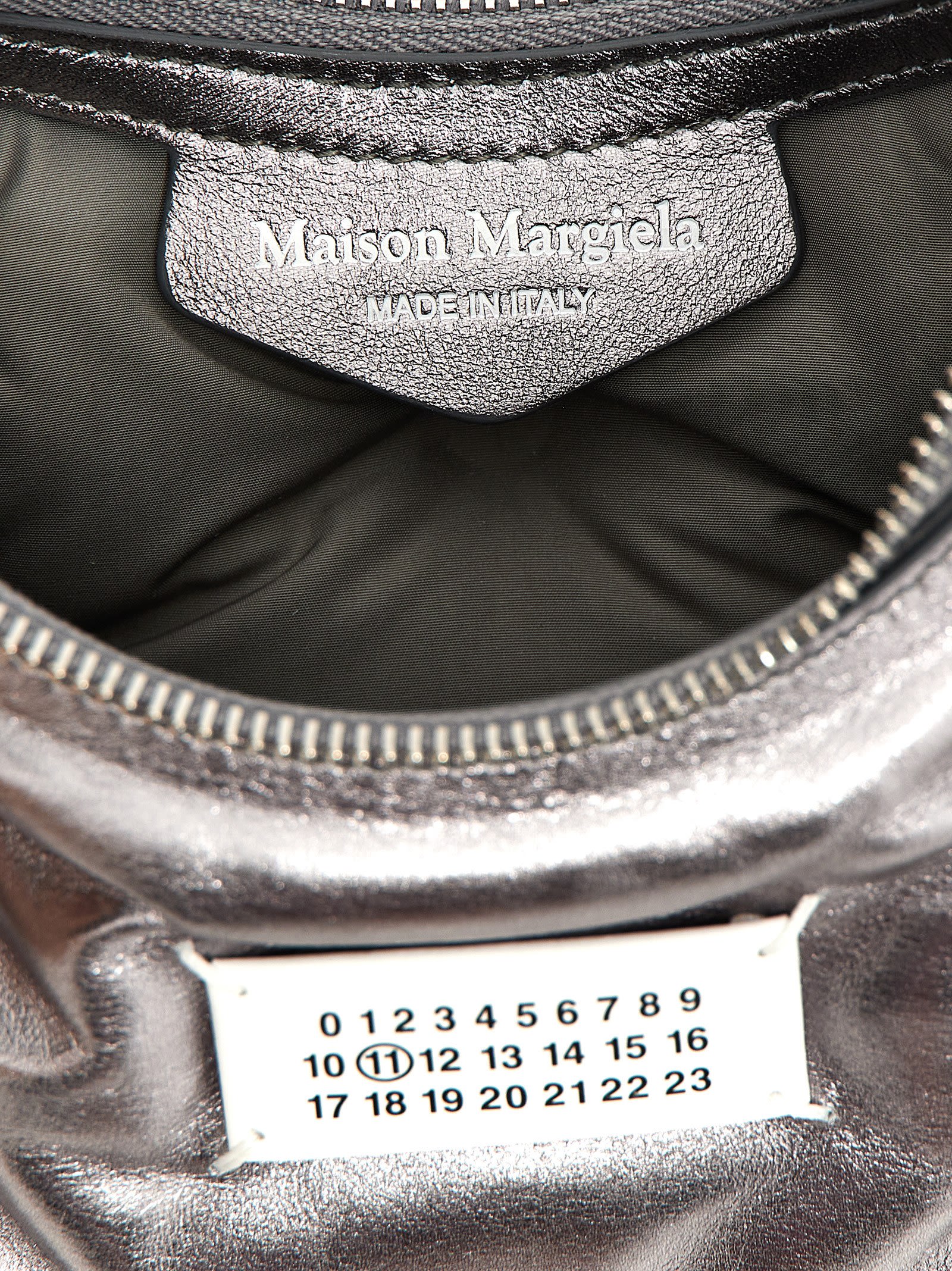 Shop Maison Margiela Glam Slam Hobo Micro Handbag In Metallic Grey