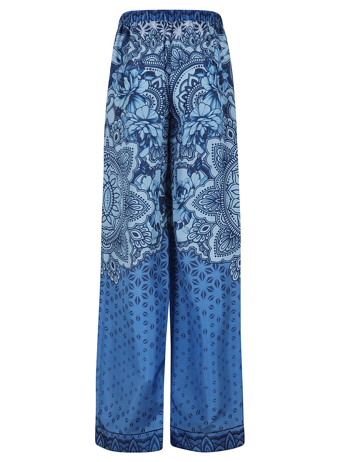 Alberta Ferretti Graphic Printed Wide-leg Trousers In 31298