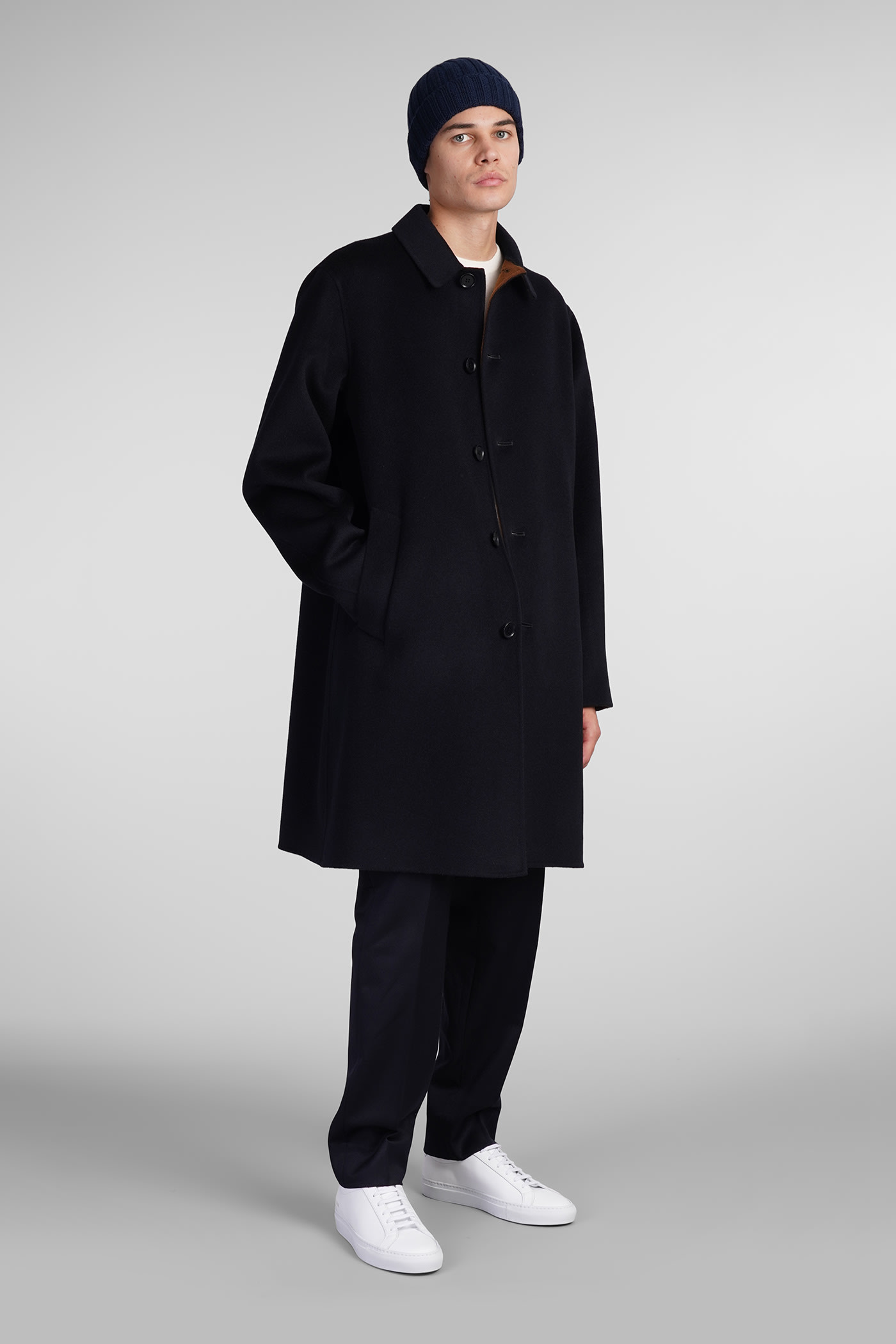 Shop Aspesi Virtuoso Double Coat In Blue Wool