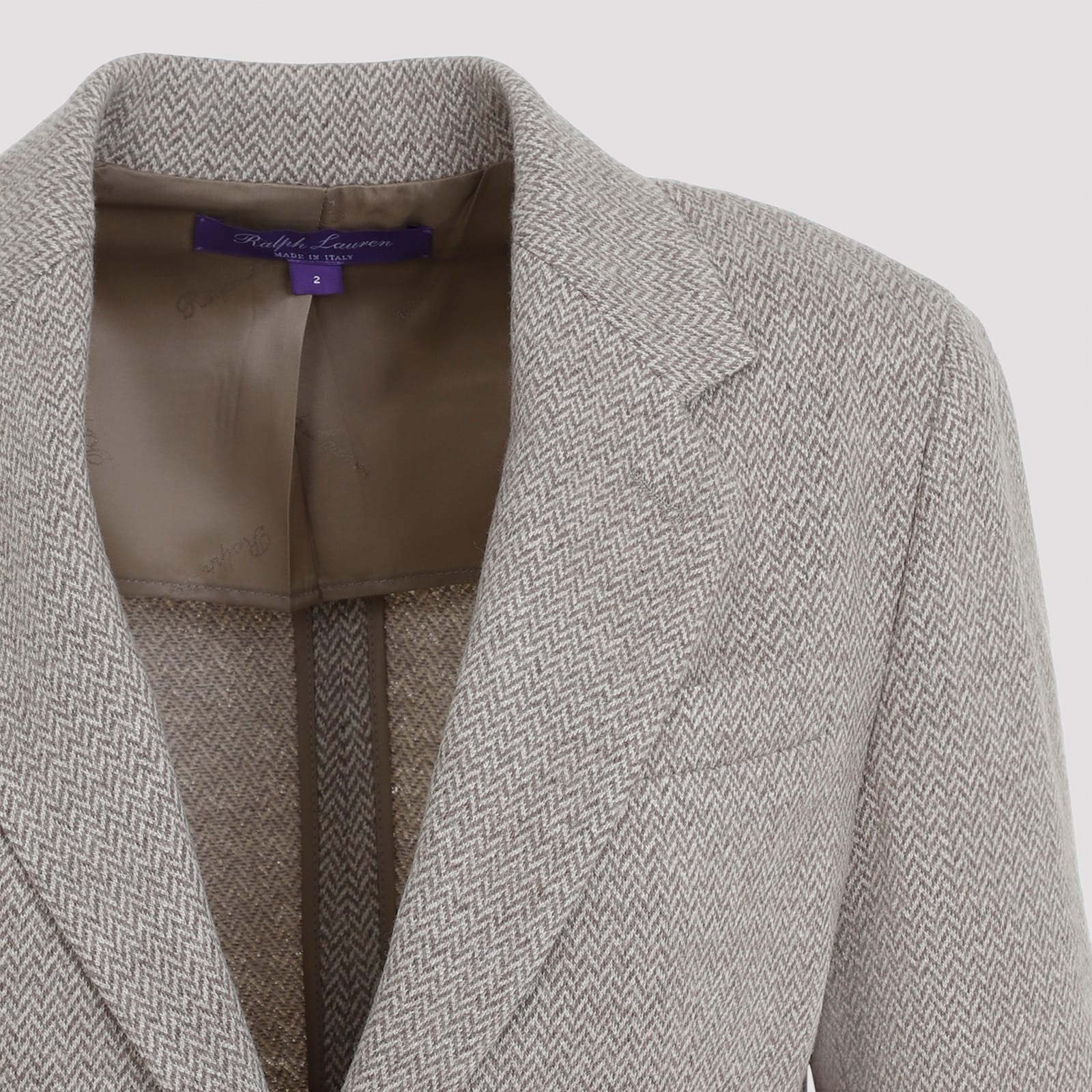 Shop Ralph Lauren Herringbone Hailey Jacket In Taupe Melange